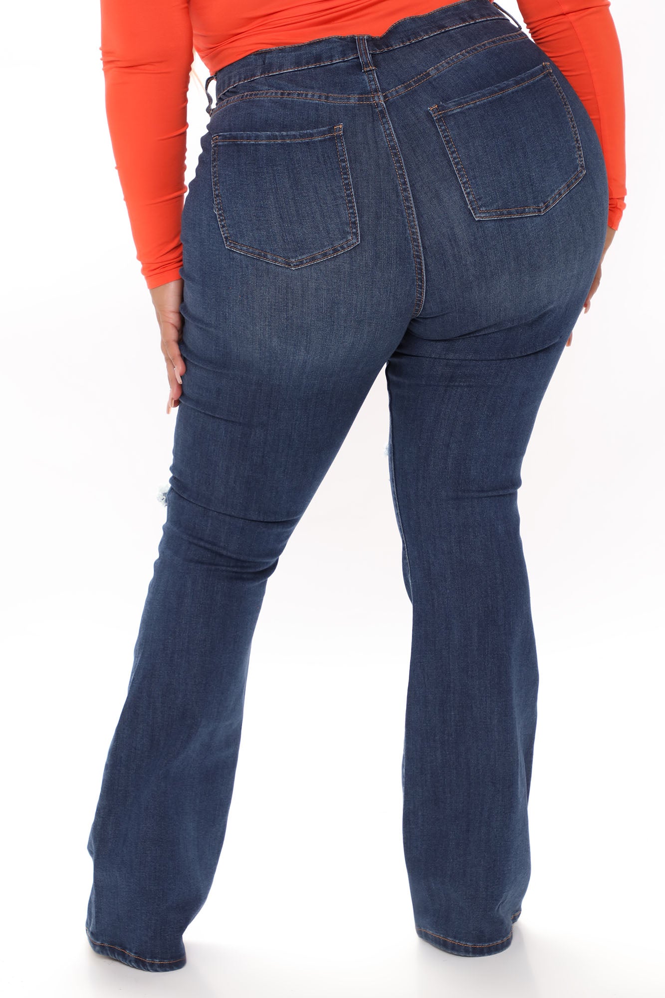 Jessie Mid Rise Distressed Bootcut Jean - Dark Wash - Image 8