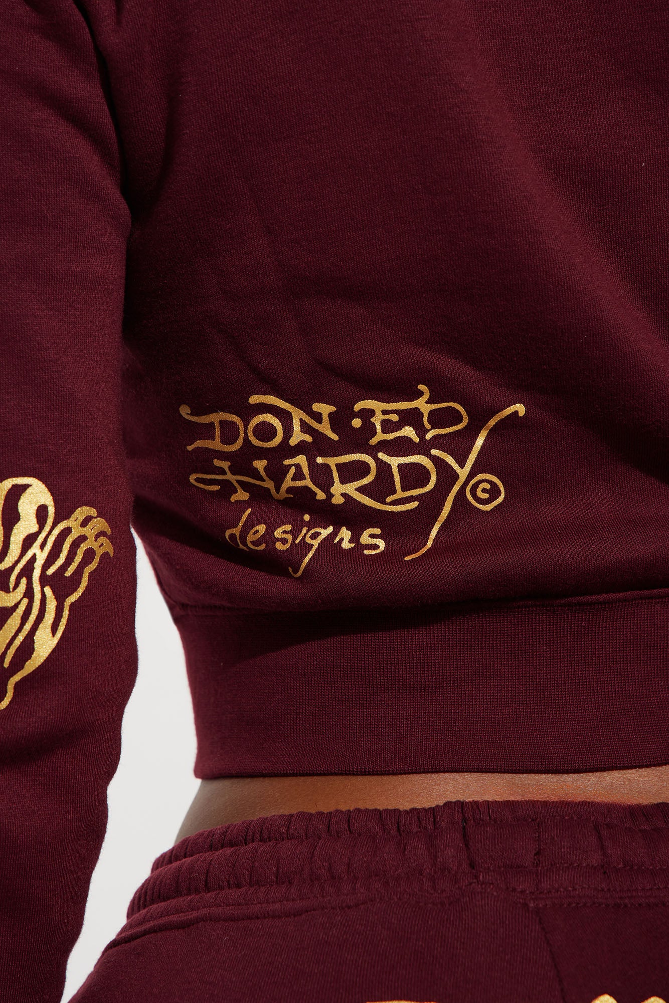 Retro Tiger Ed Hardy Zip Front Hoodie - Burgundy - Image 6