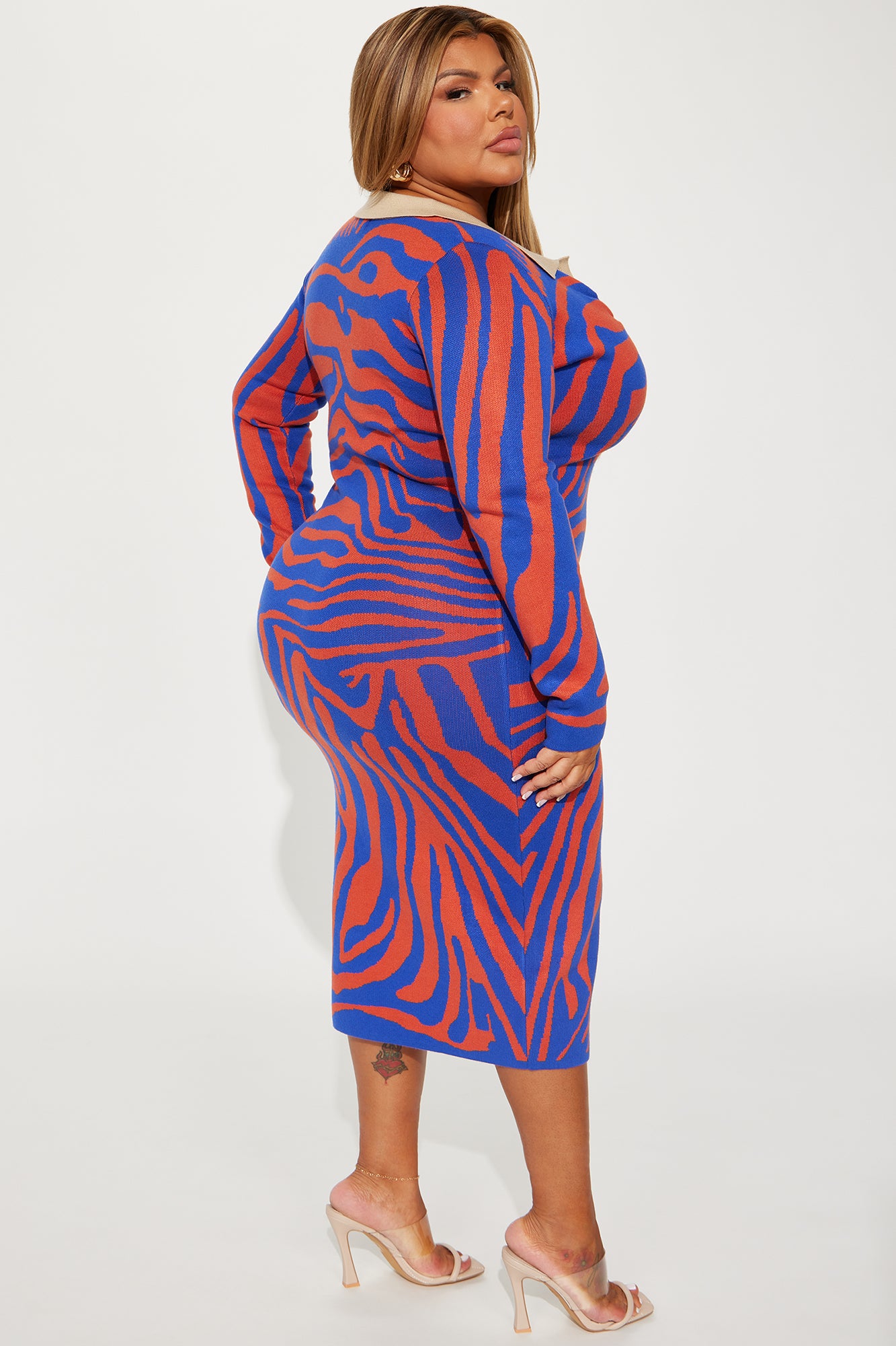 Fierce And Cozy Sweater Midi Dress - Blue/combo - Image 6