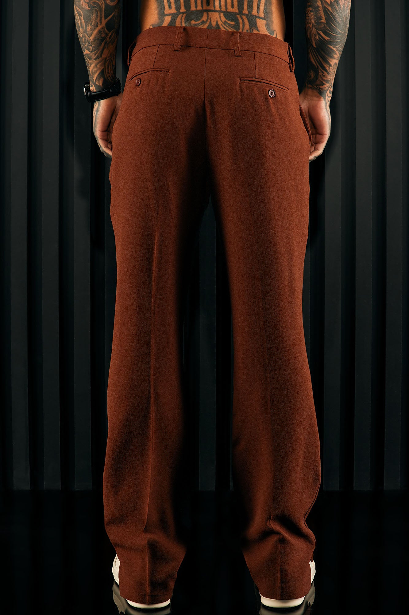 Golden Hour Slit Slim Flare Trousers - Brown - Image 5