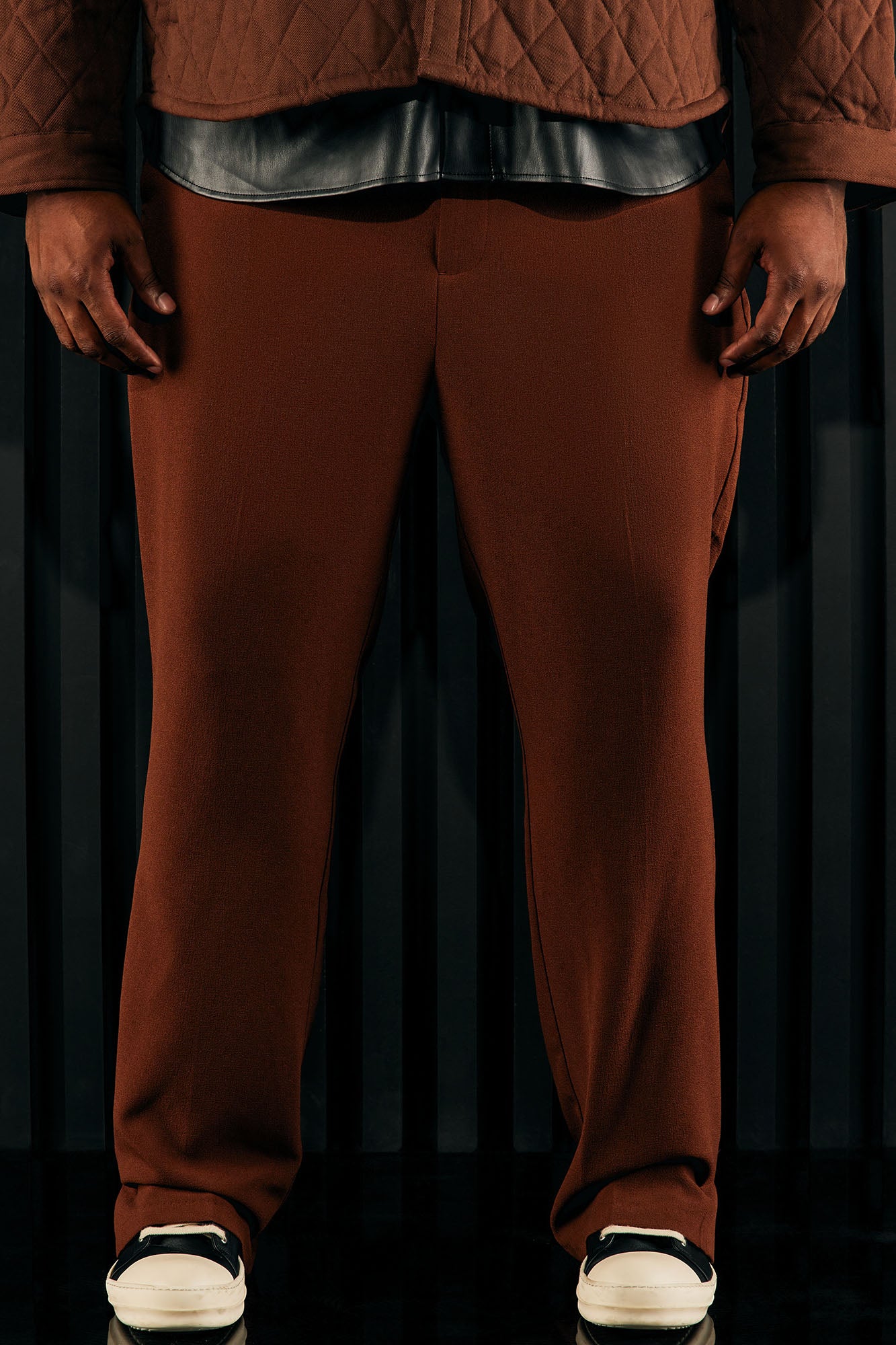 Golden Hour Slit Slim Flare Trousers - Brown - Image 9