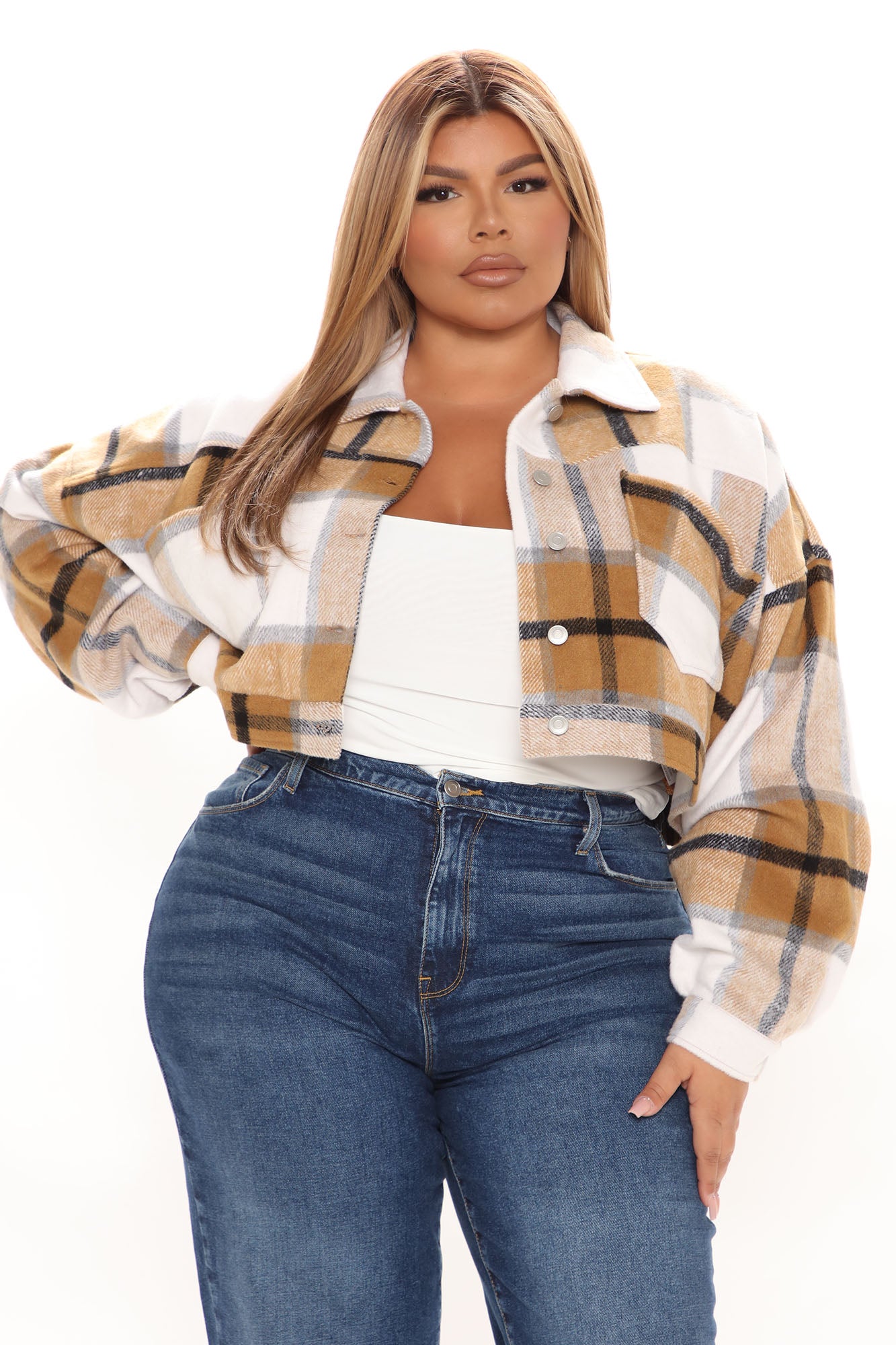 Getting Caught Up Plaid Jacket - Brown/combo - Image 5