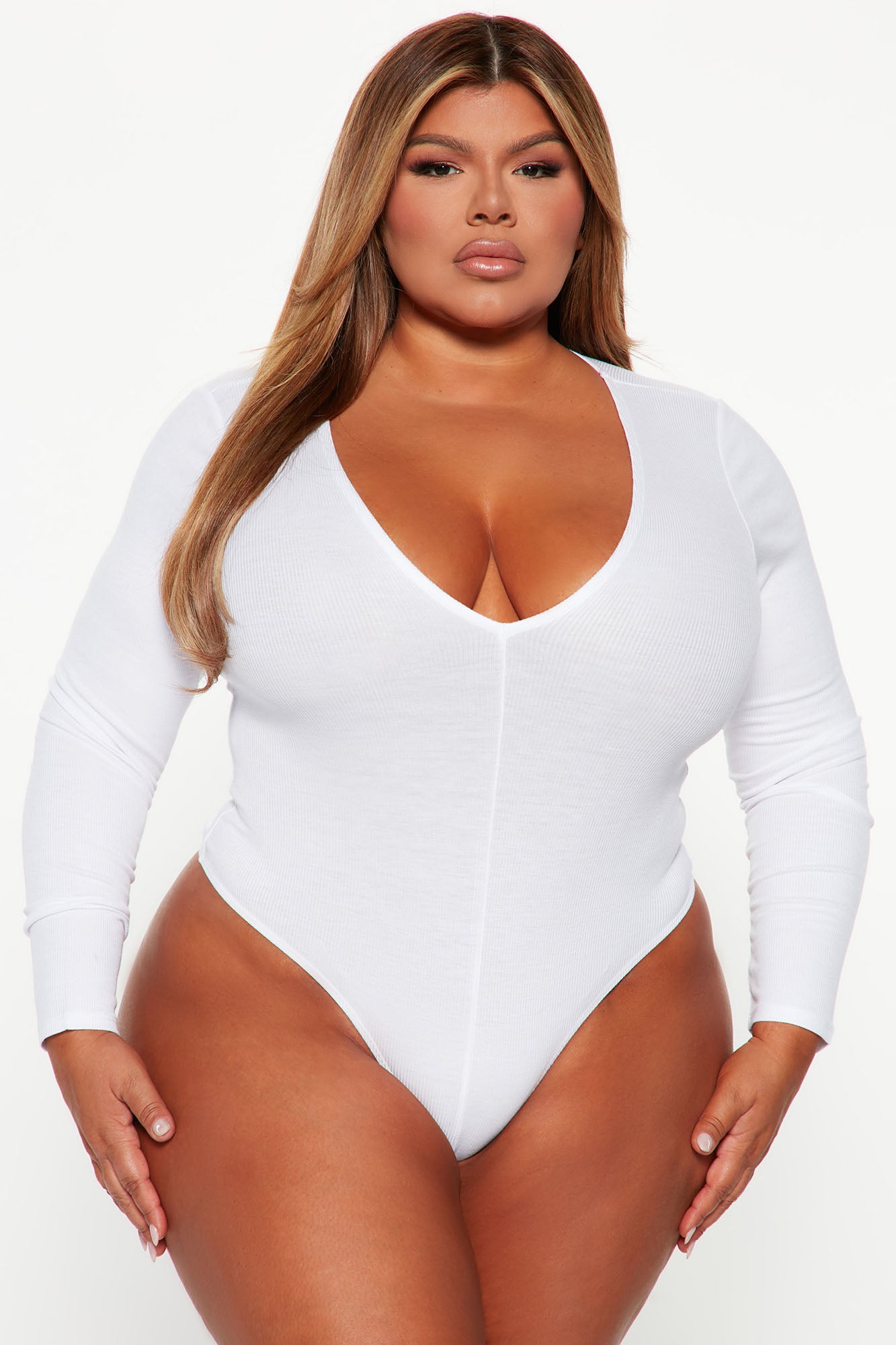 Waiting On Nothing Long Sleeve Ribbed Bodysuit - White - Image 6