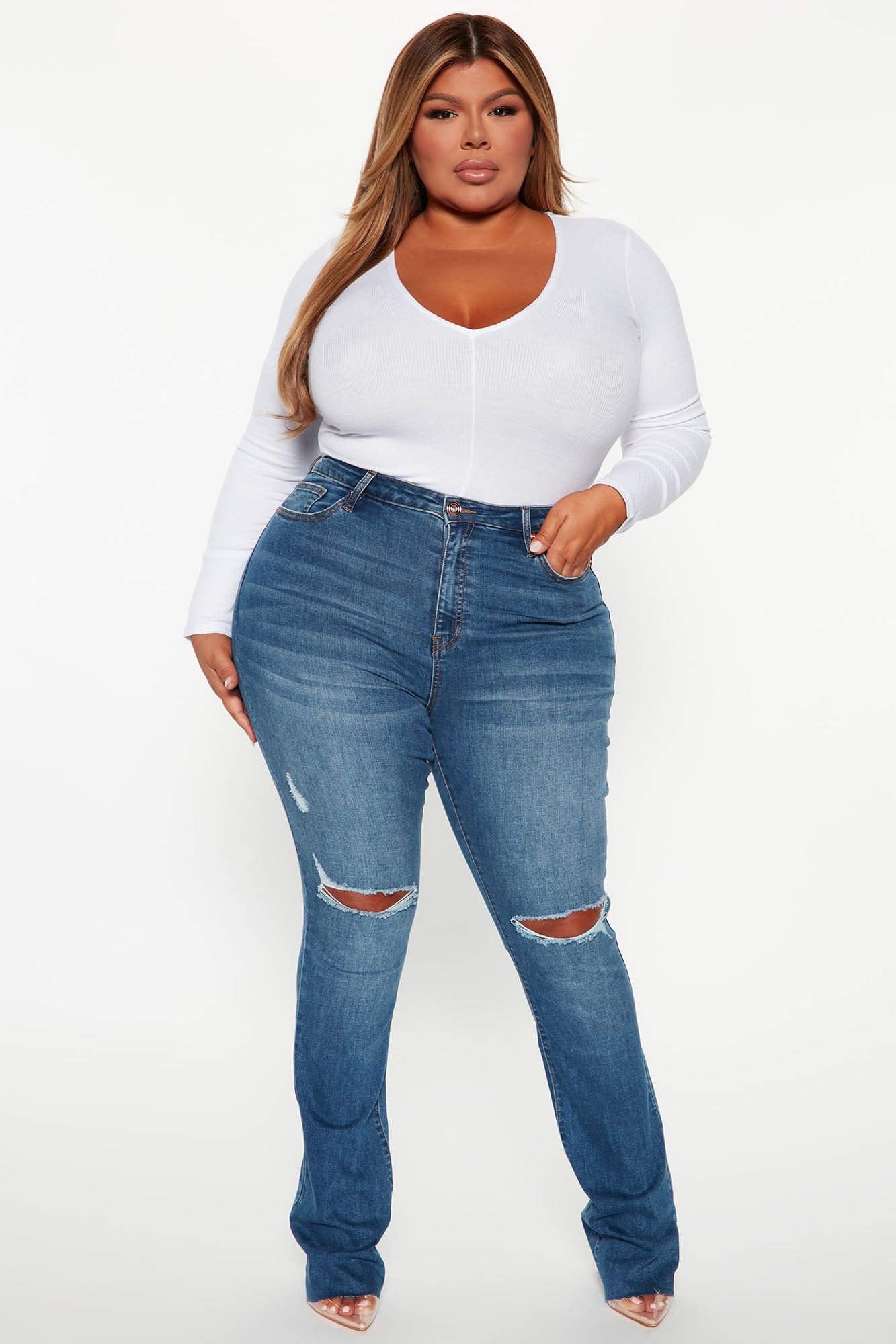 Waiting On Nothing Long Sleeve Ribbed Bodysuit - White - Image 7