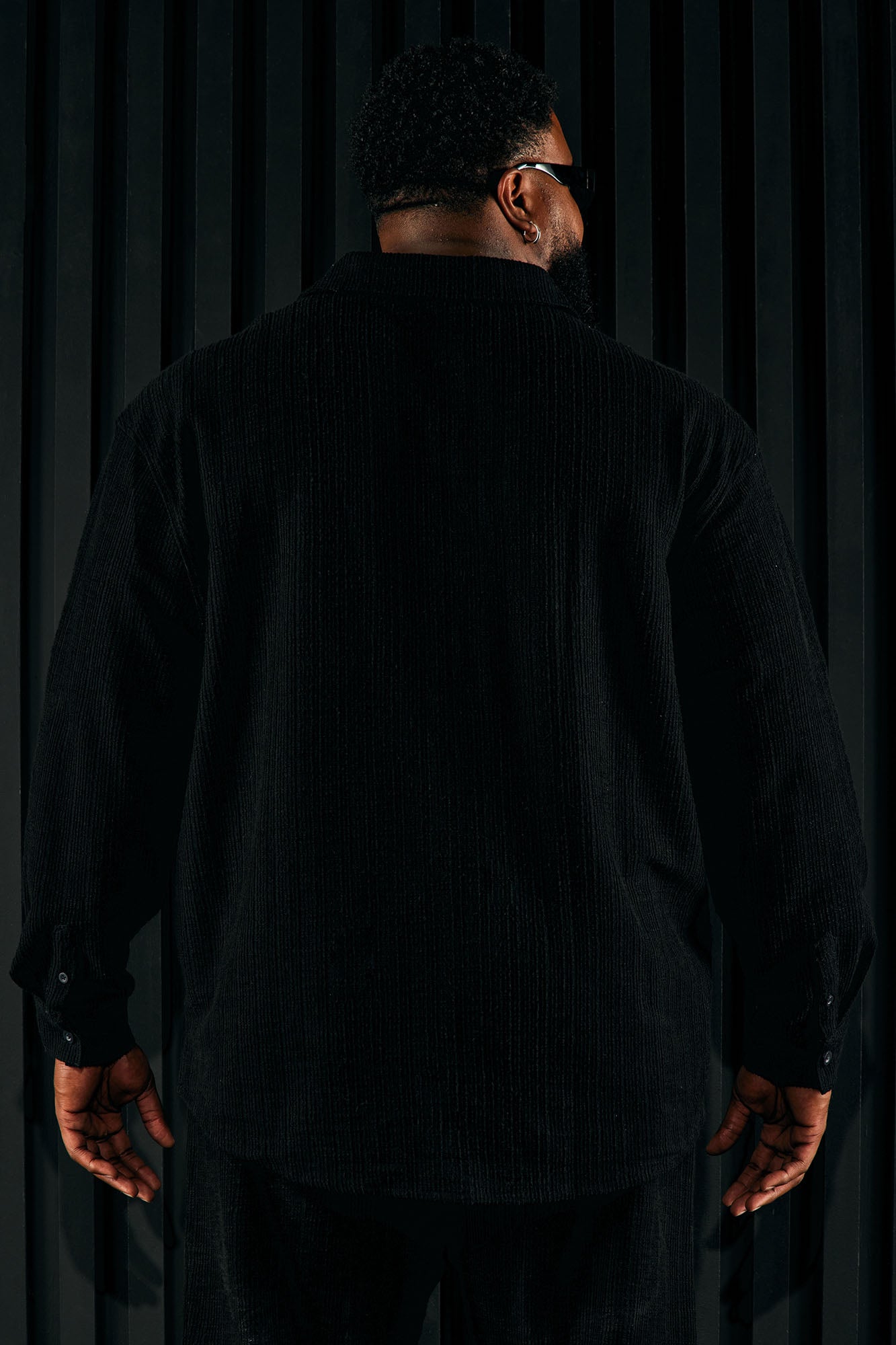 Dean Textured Long Sleeve Button Up Shirt - Black - Image 10