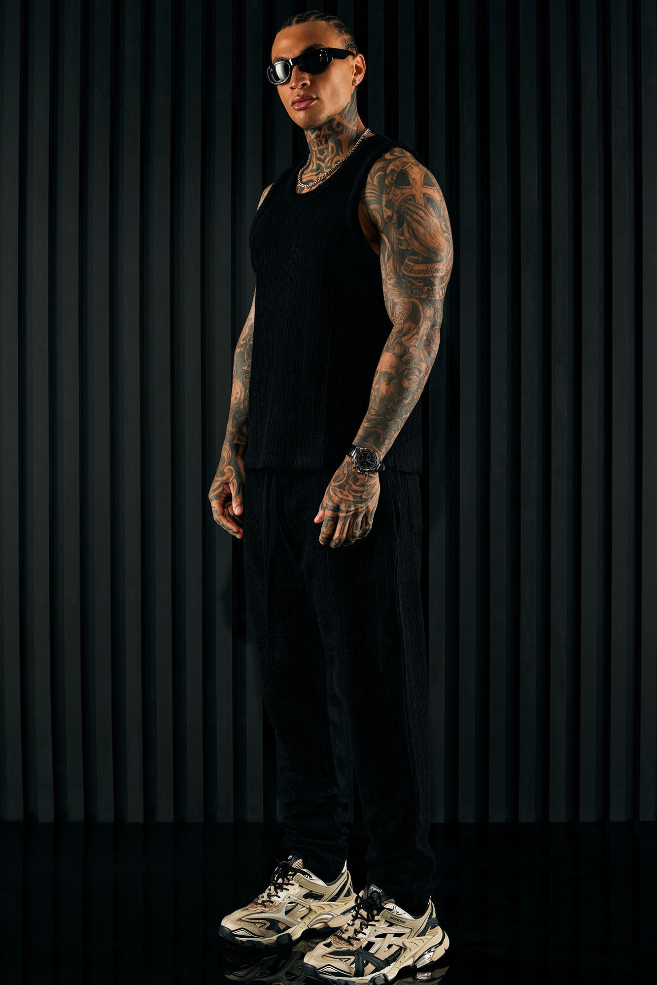 Dean Textured Slim Pants - Black - Image 6