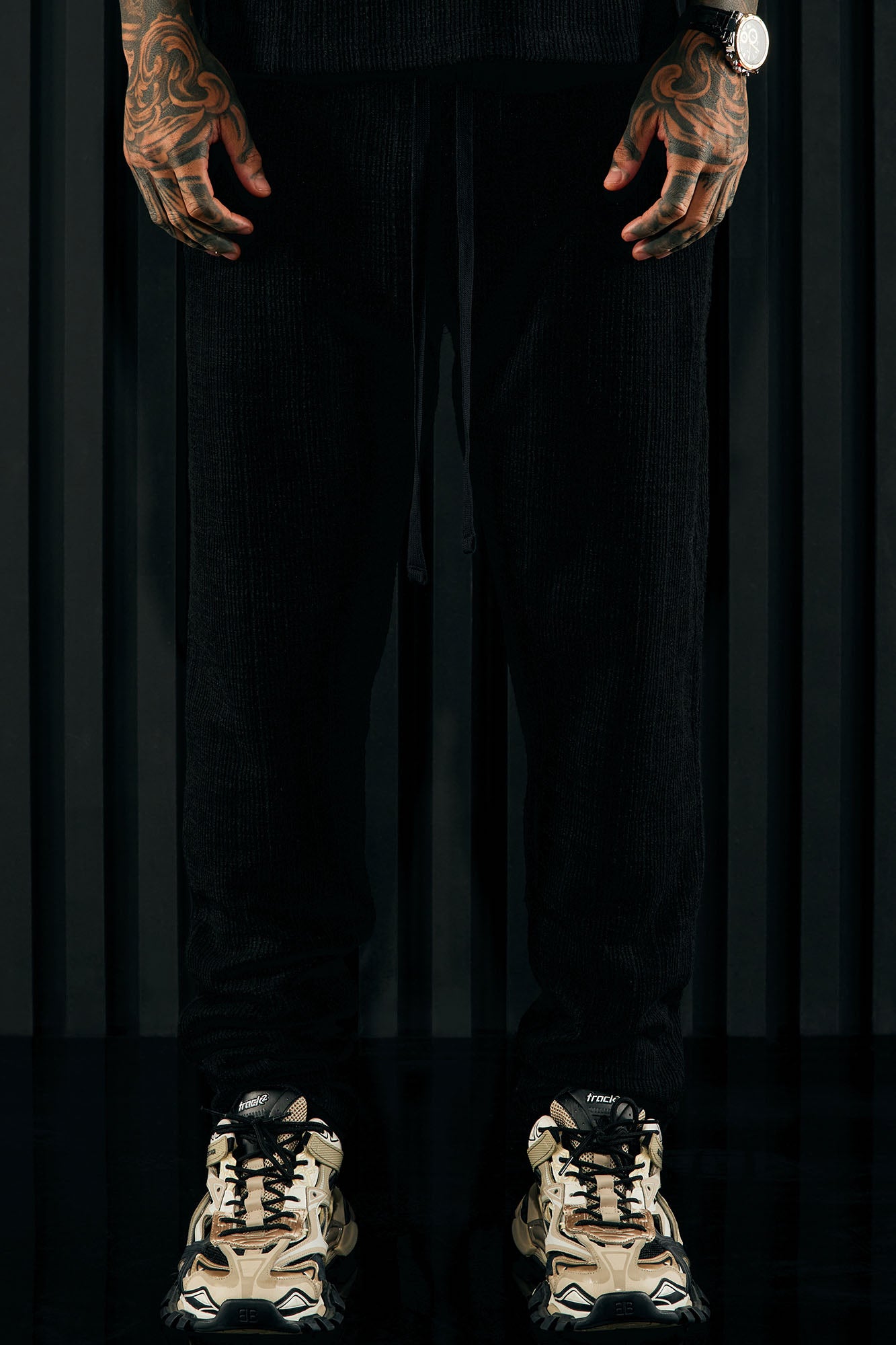Dean Textured Slim Pants - Black - Image 5