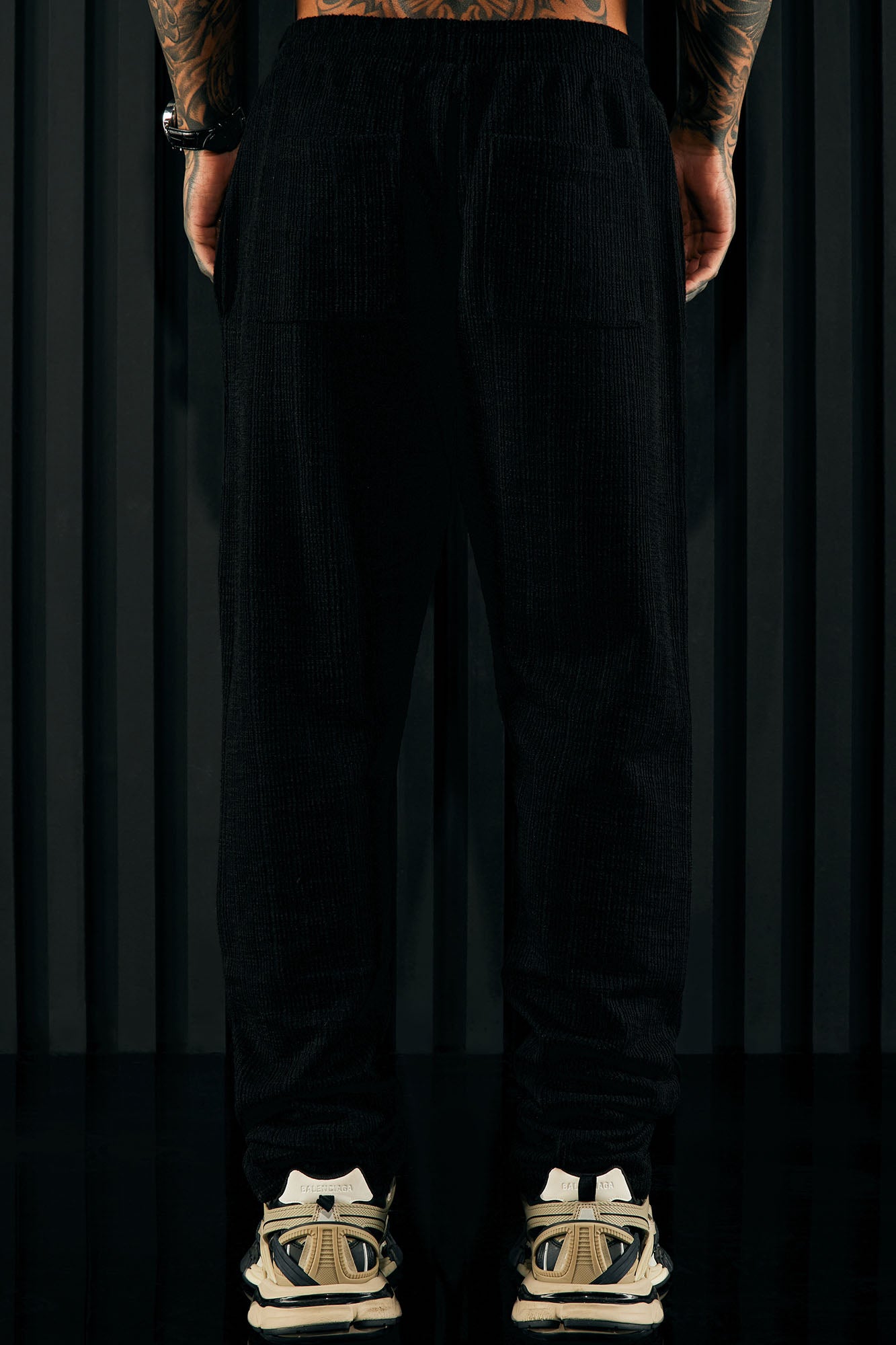 Dean Textured Slim Pants - Black - Image 8