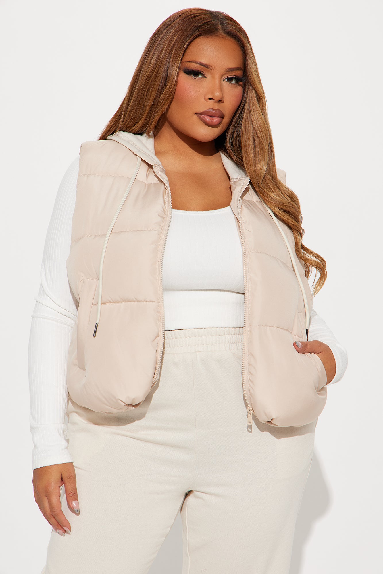 Out And About Puffer Vest Set - Taupe/combo - Image 5