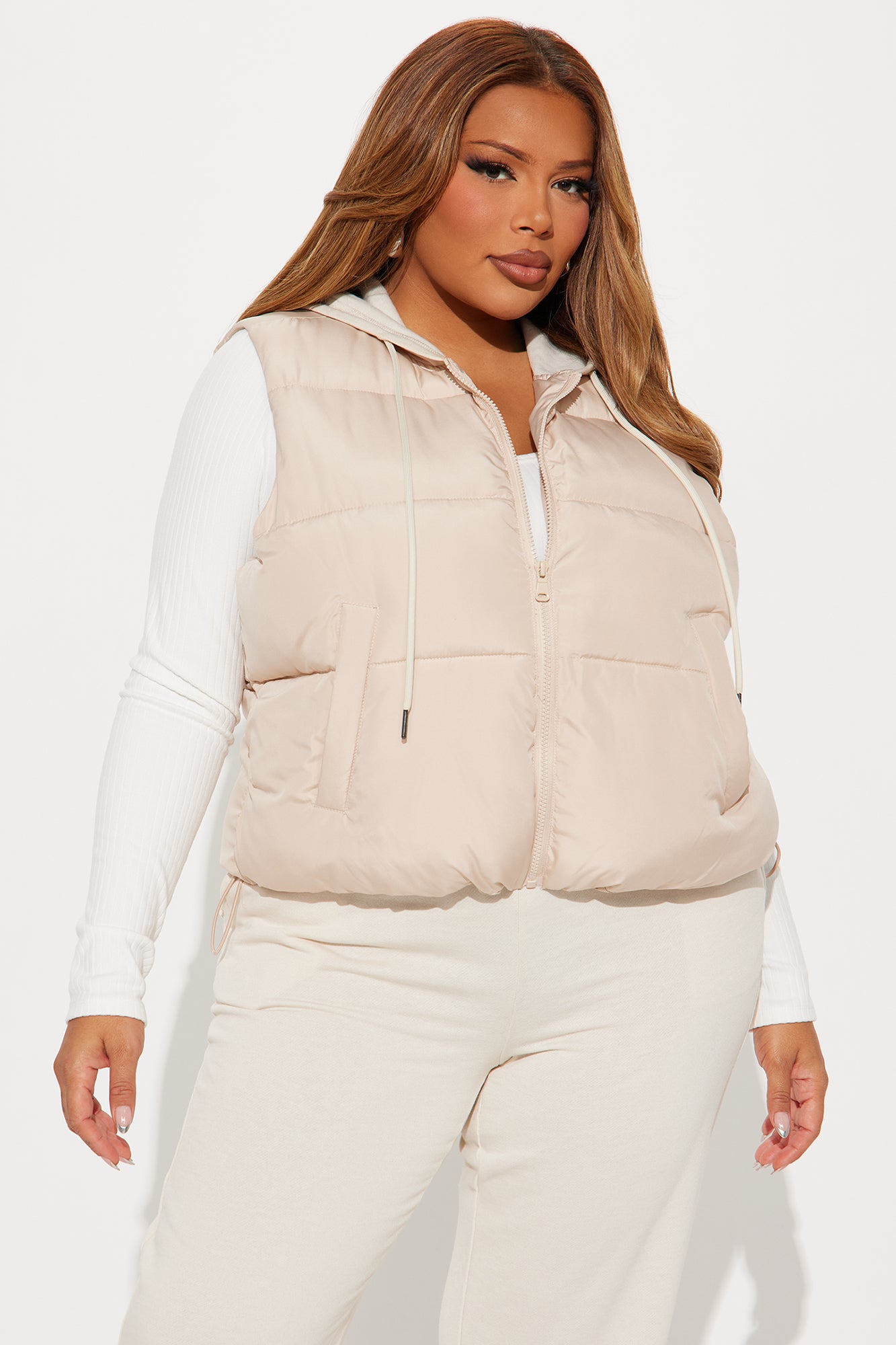 Out And About Puffer Vest Set - Taupe/combo - Image 6