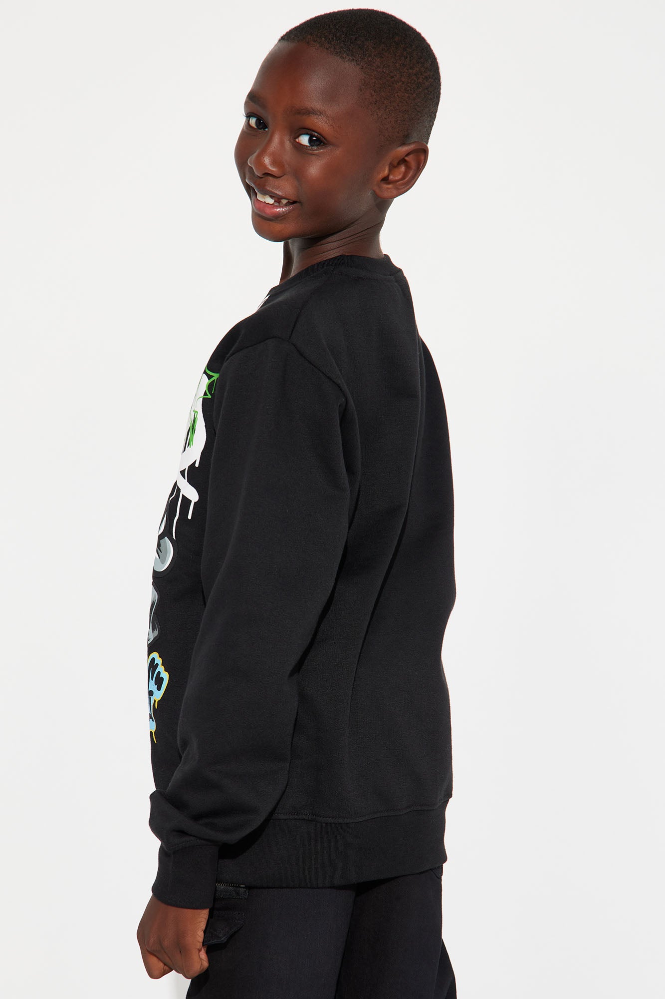 Mini Bull Dog Fleece Crew Neck Sweatshirt - Black - Image 4
