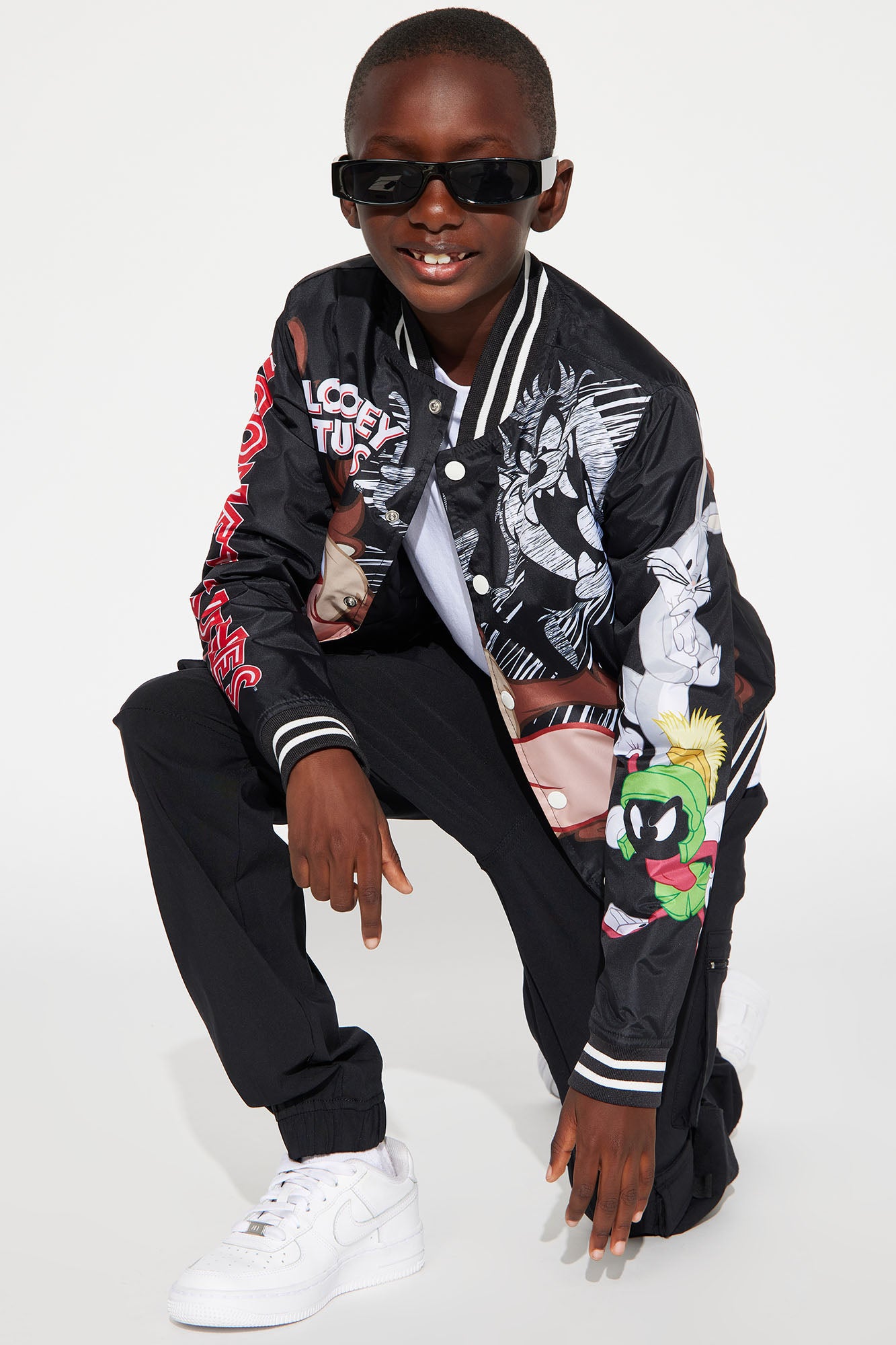 Mini Looney Tunes Taz And Friends Varsity Bomber Jacket - Black - Image 3