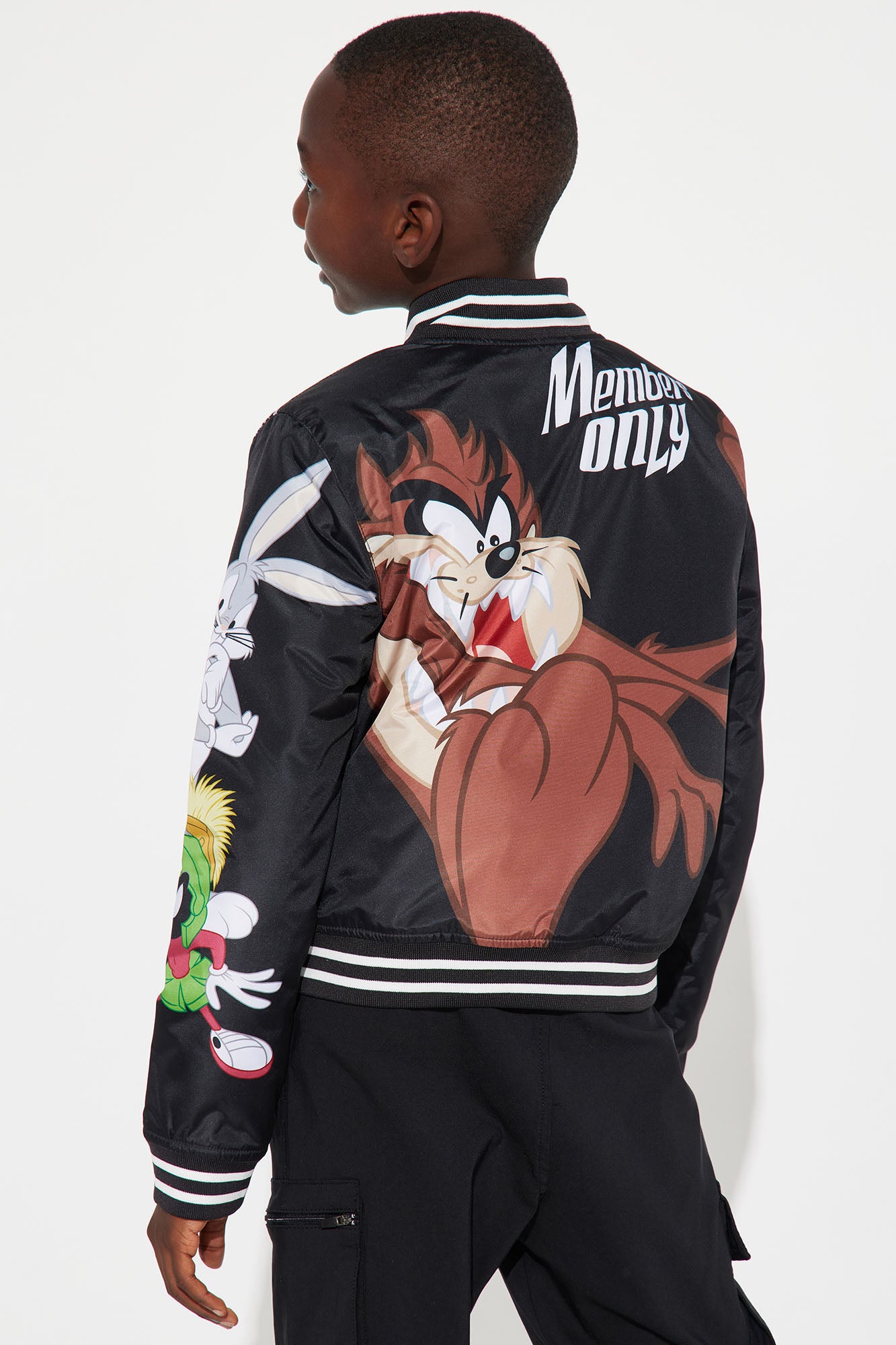 Mini Looney Tunes Taz And Friends Varsity Bomber Jacket - Black - Image 6