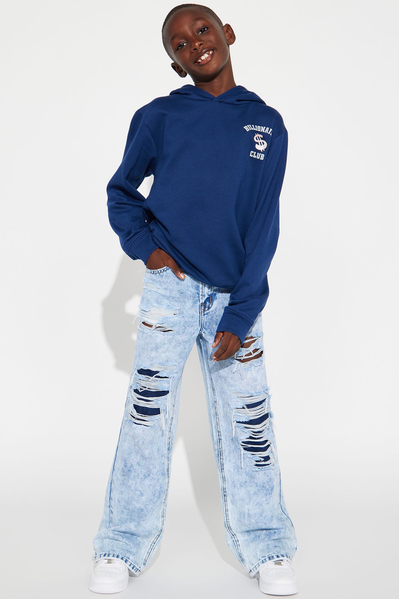 Mini Billionaire Club Moto  Fleece Hoodie - Navy - Image 3