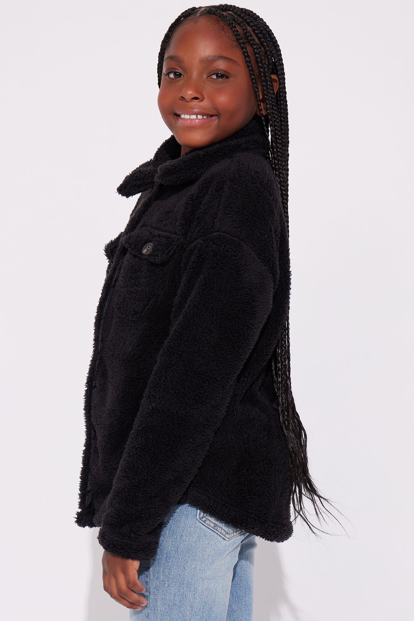 Mini Feels Like Fall II Sherpa Shacket II - Black - Image 3