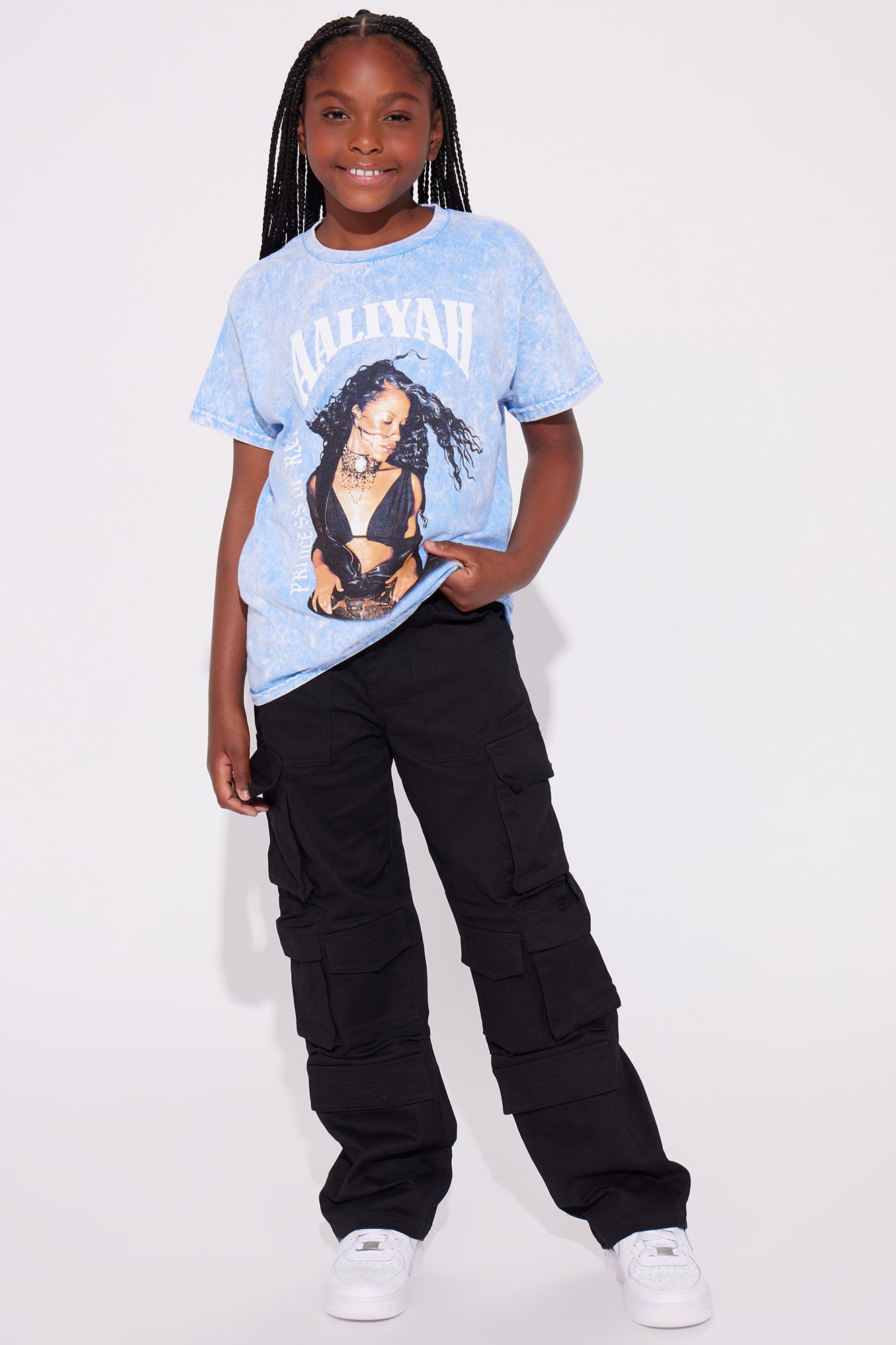 Mini Aaliyah Graphic Washed Tee - Blue - Image 3