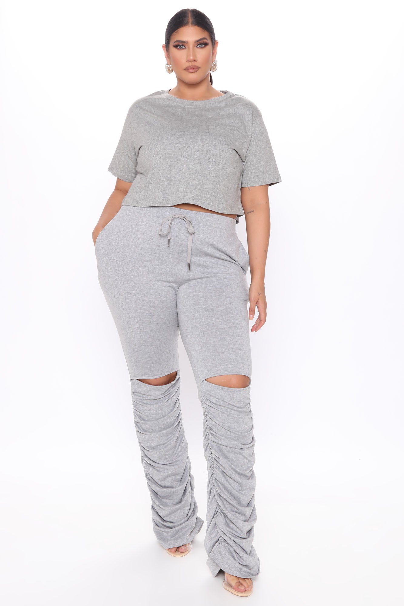 Elisa Relaxed Crop Tee - Heather Grey - Image 5