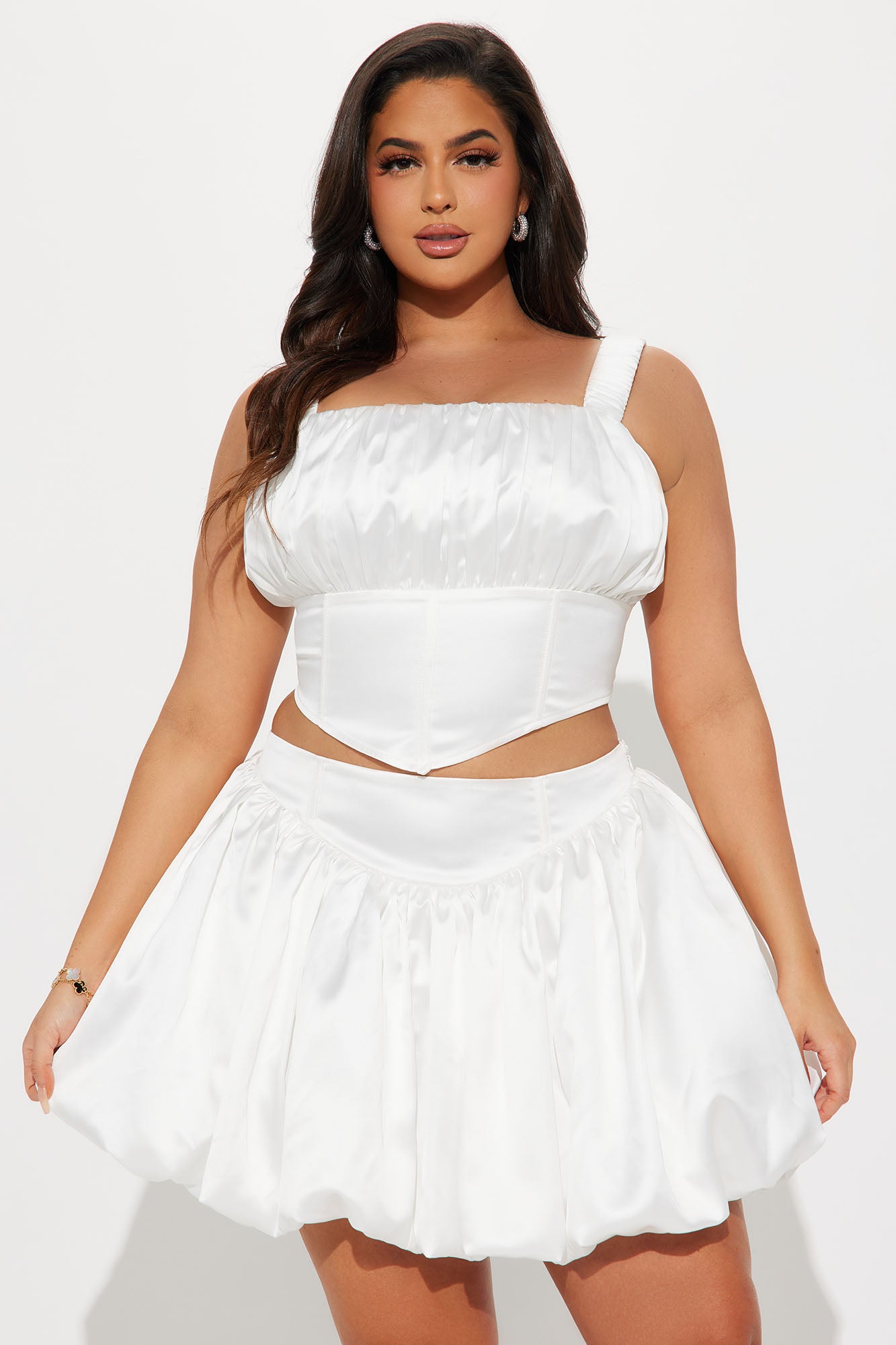 Ariel Bubble Hem Skirt Set - White - Image 5