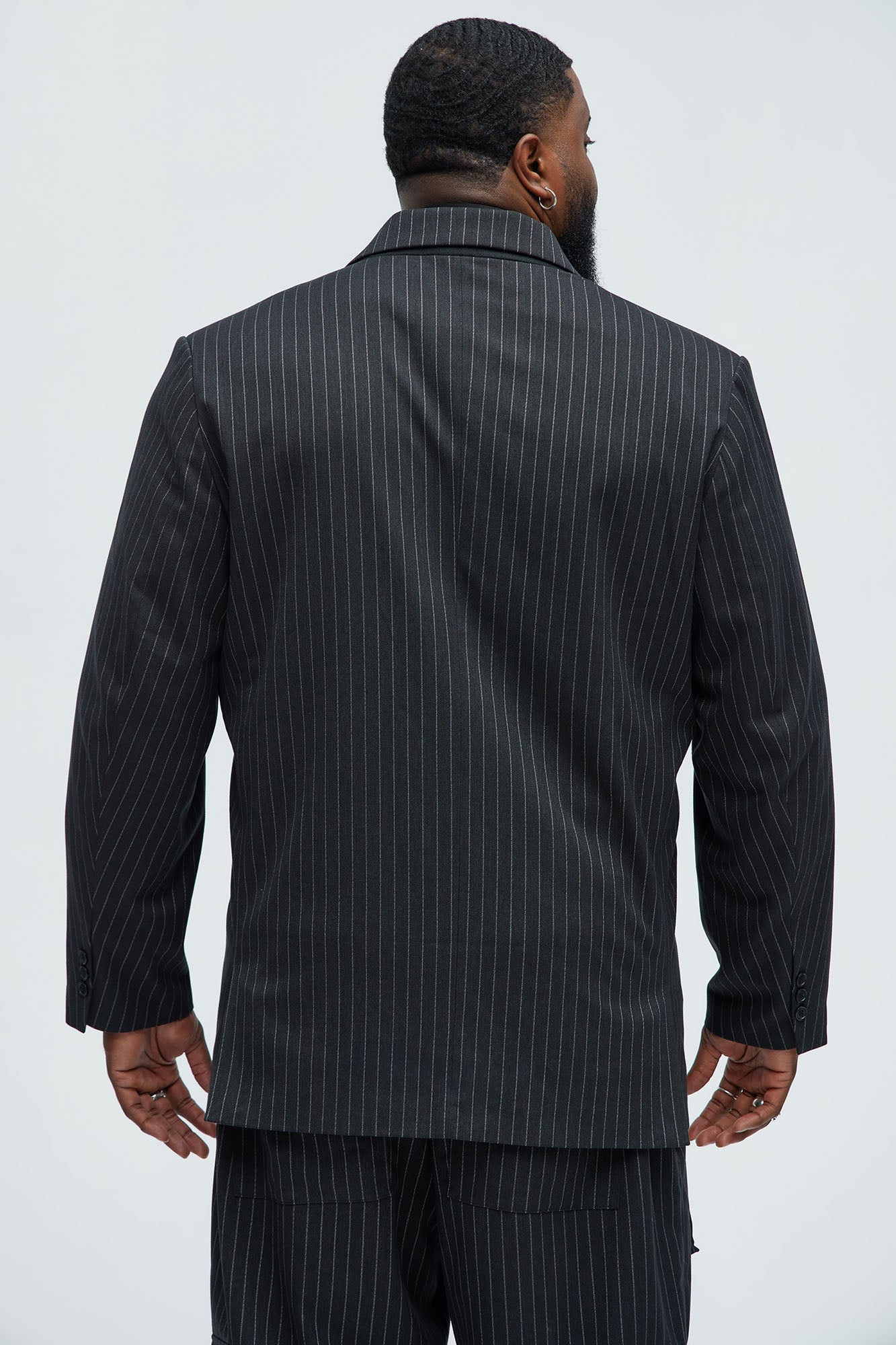 Liam Double Breasted Pinstripe Blazer - Black - Image 7