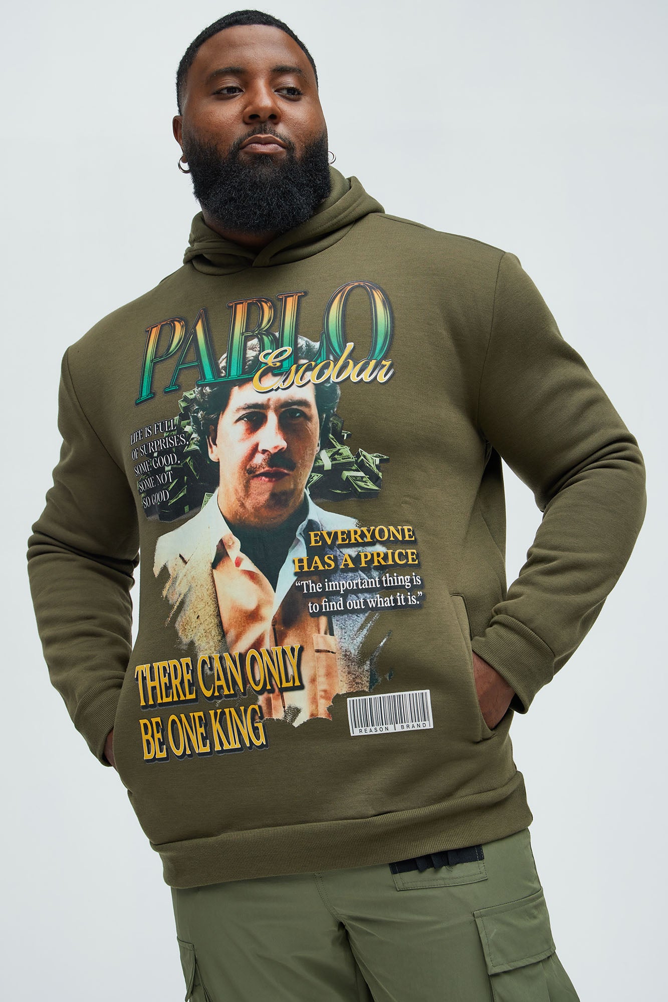 El Patron Pablo Escobar Hoodie - Olive - Image 5