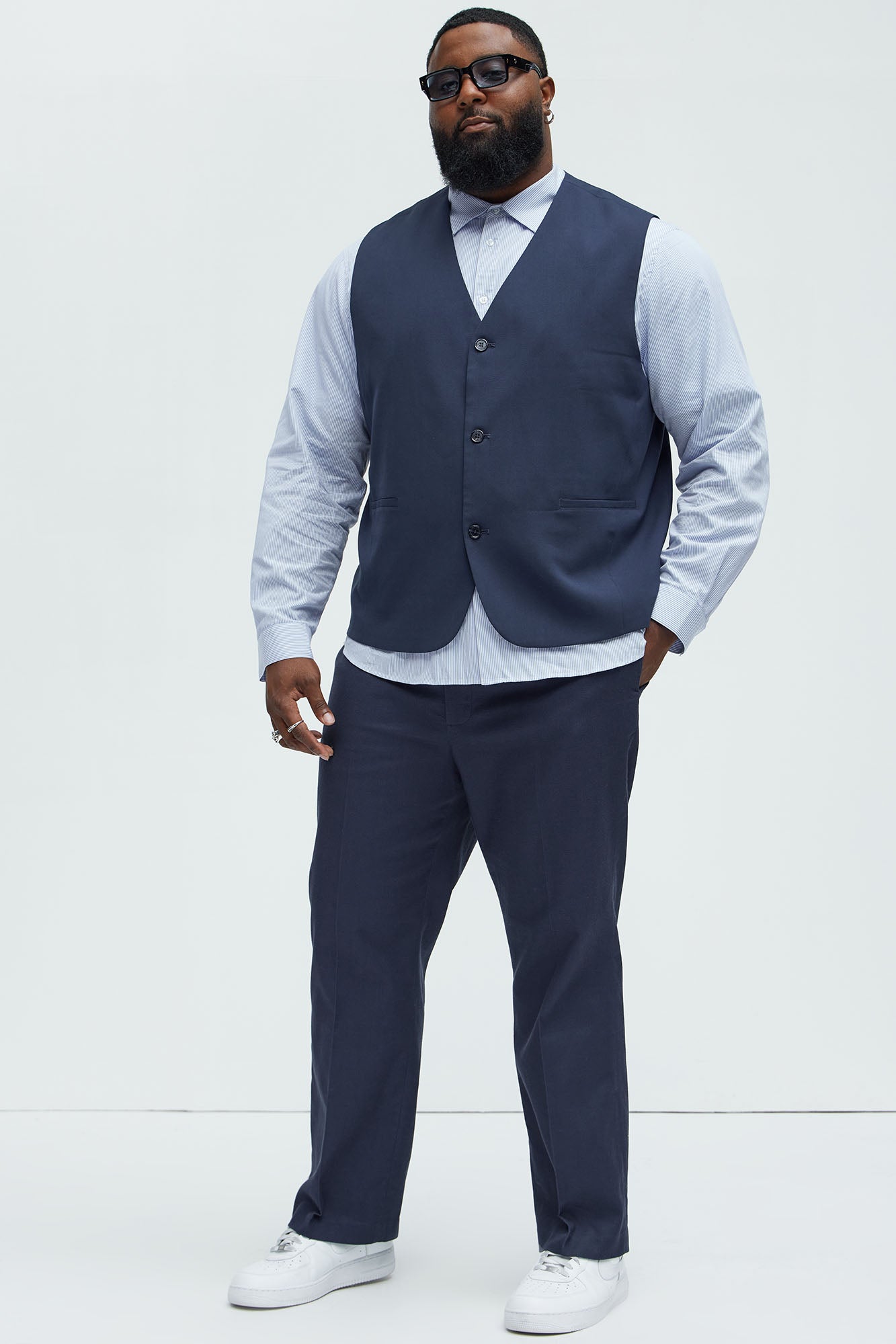 Modern Stretch Waistcoat - Navy - Image 6