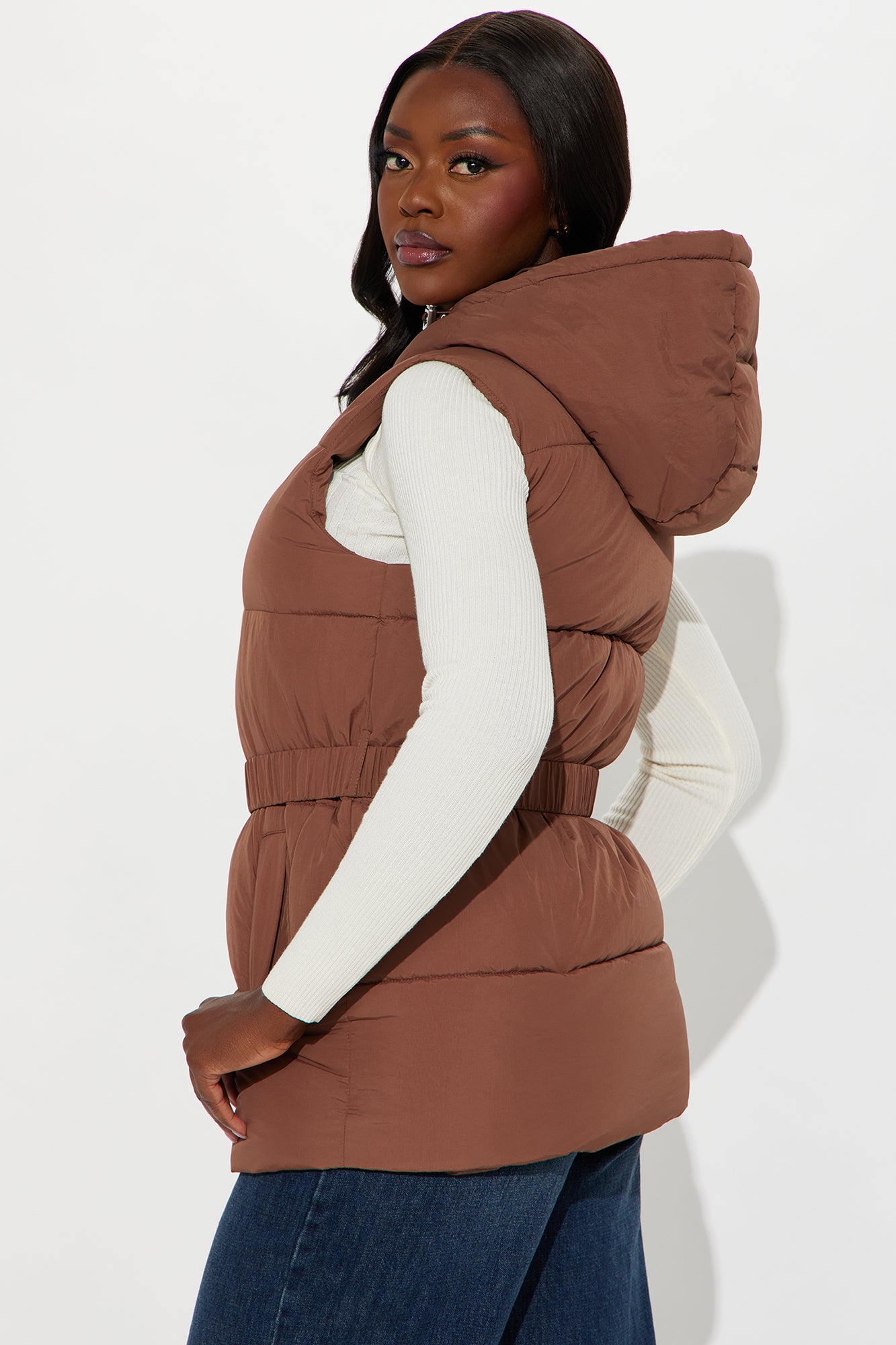 Hold You Down Puffer Vest - Chocolate - Image 4