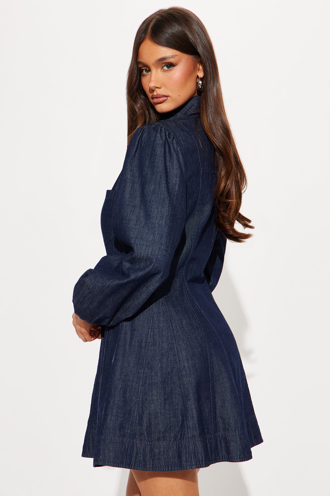 Down South Denim Mini Dress - Dark Denim - Image 3