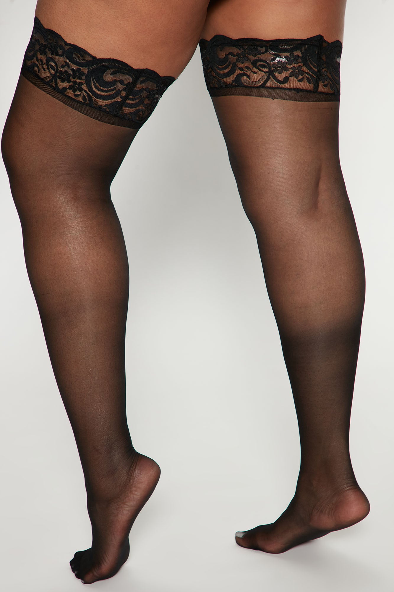 Basically There Lace Thigh Highs - Black - Image 5