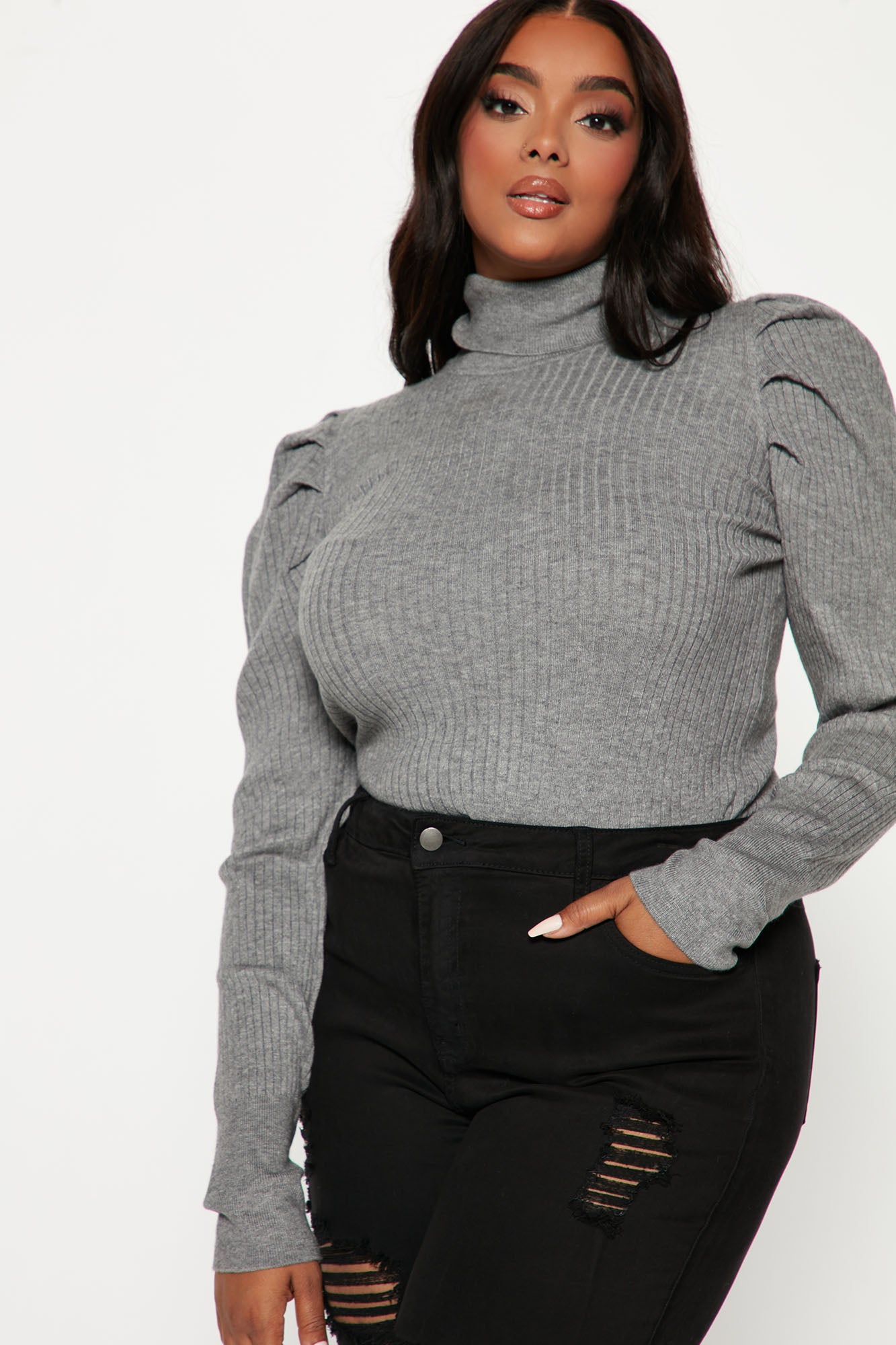 Get On With It Turtleneck Sweater - Heather Grey - Image 5
