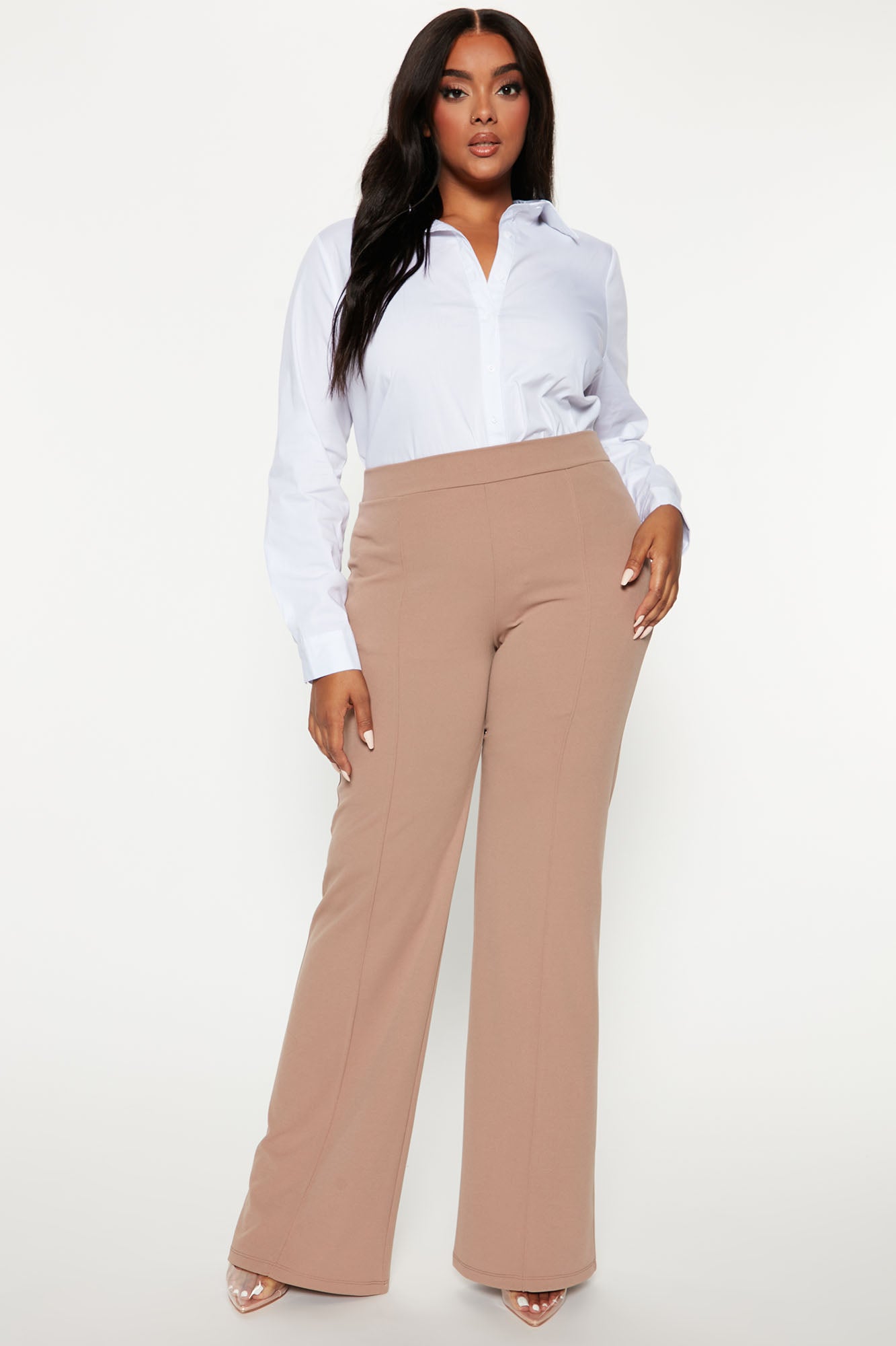 Tall Victoria High Waisted Dress Pants - Taupe - Image 5