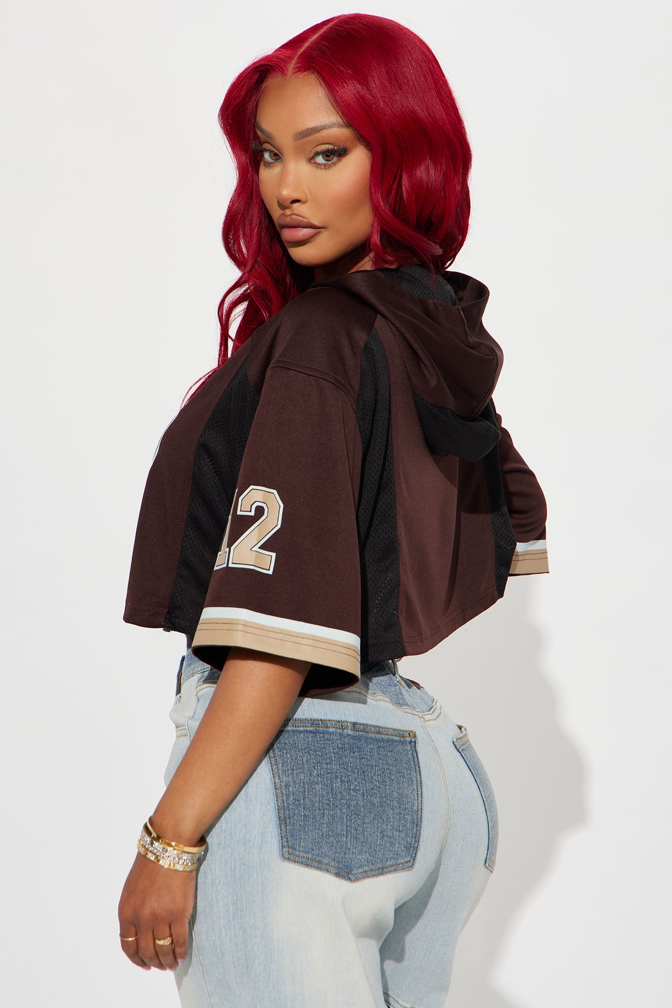 Your Biggest Fan Hooded Jersey - Brown/combo - Image 3