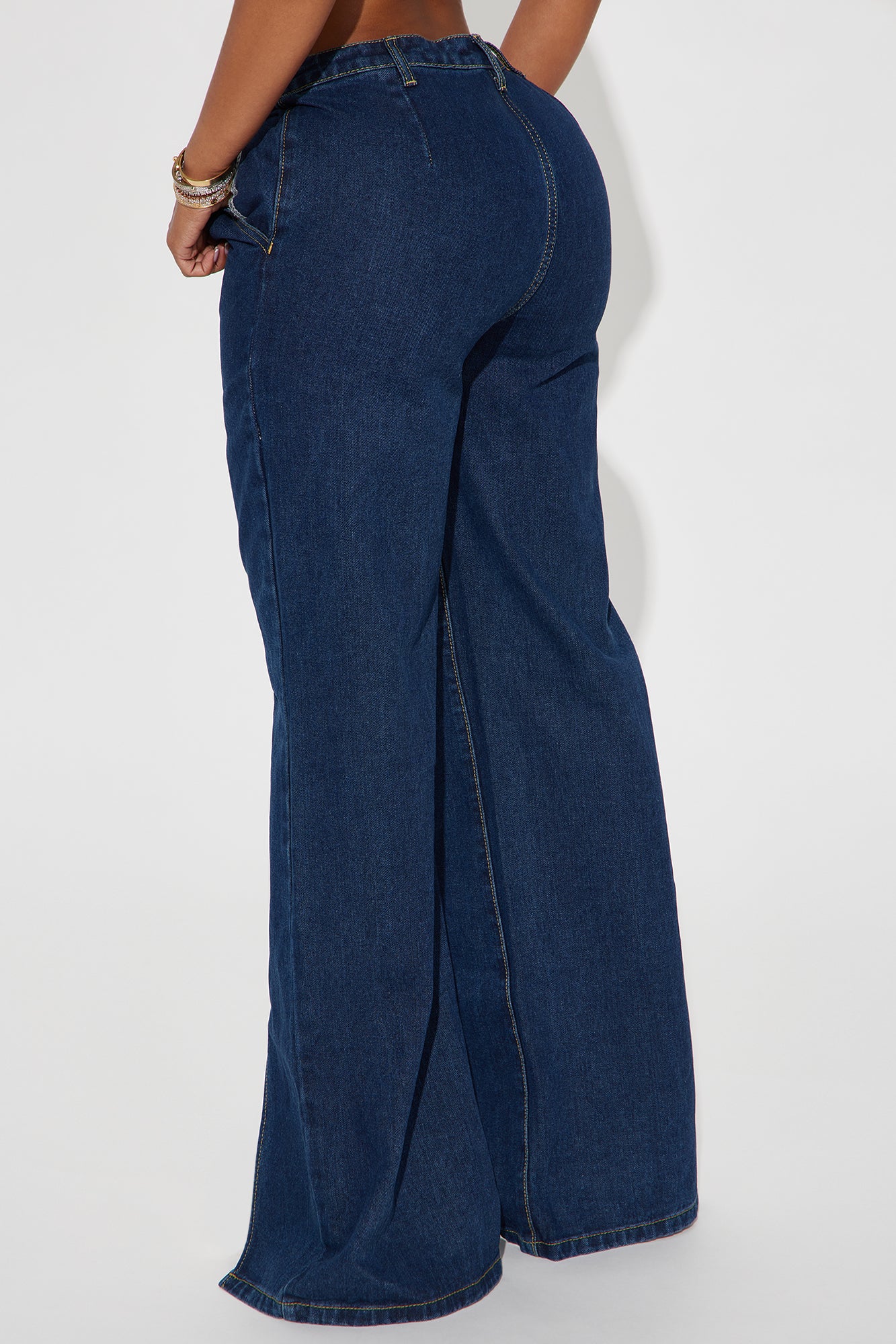 Hooked Non Stretch Slit Hem Straight Leg Jeans - Dark Wash - Image 3