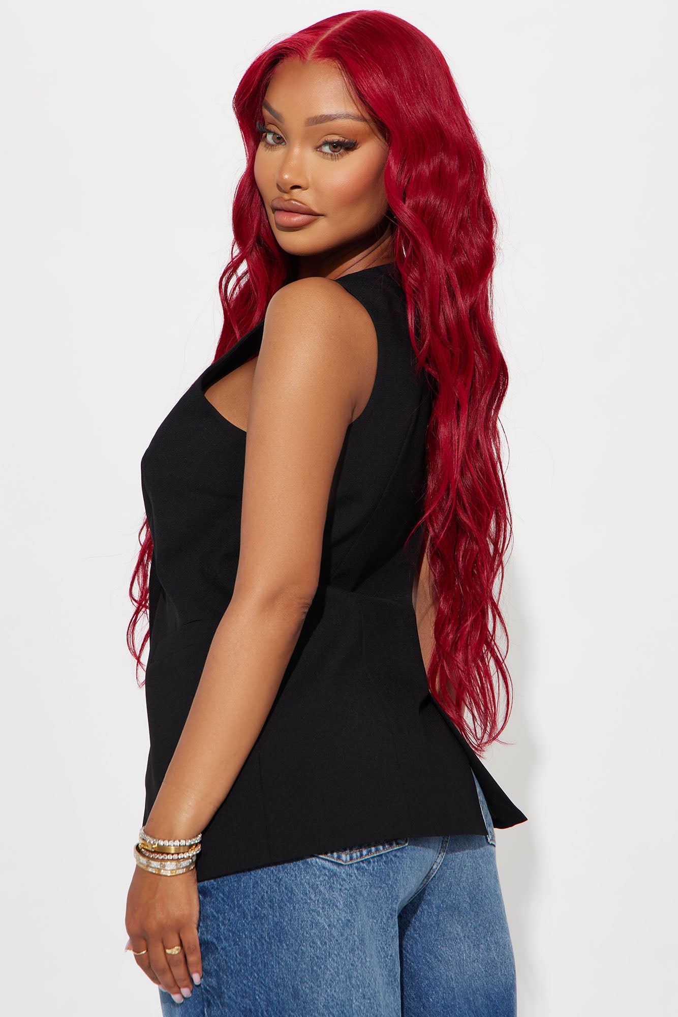 Aida Vest Top - Black - Image 3
