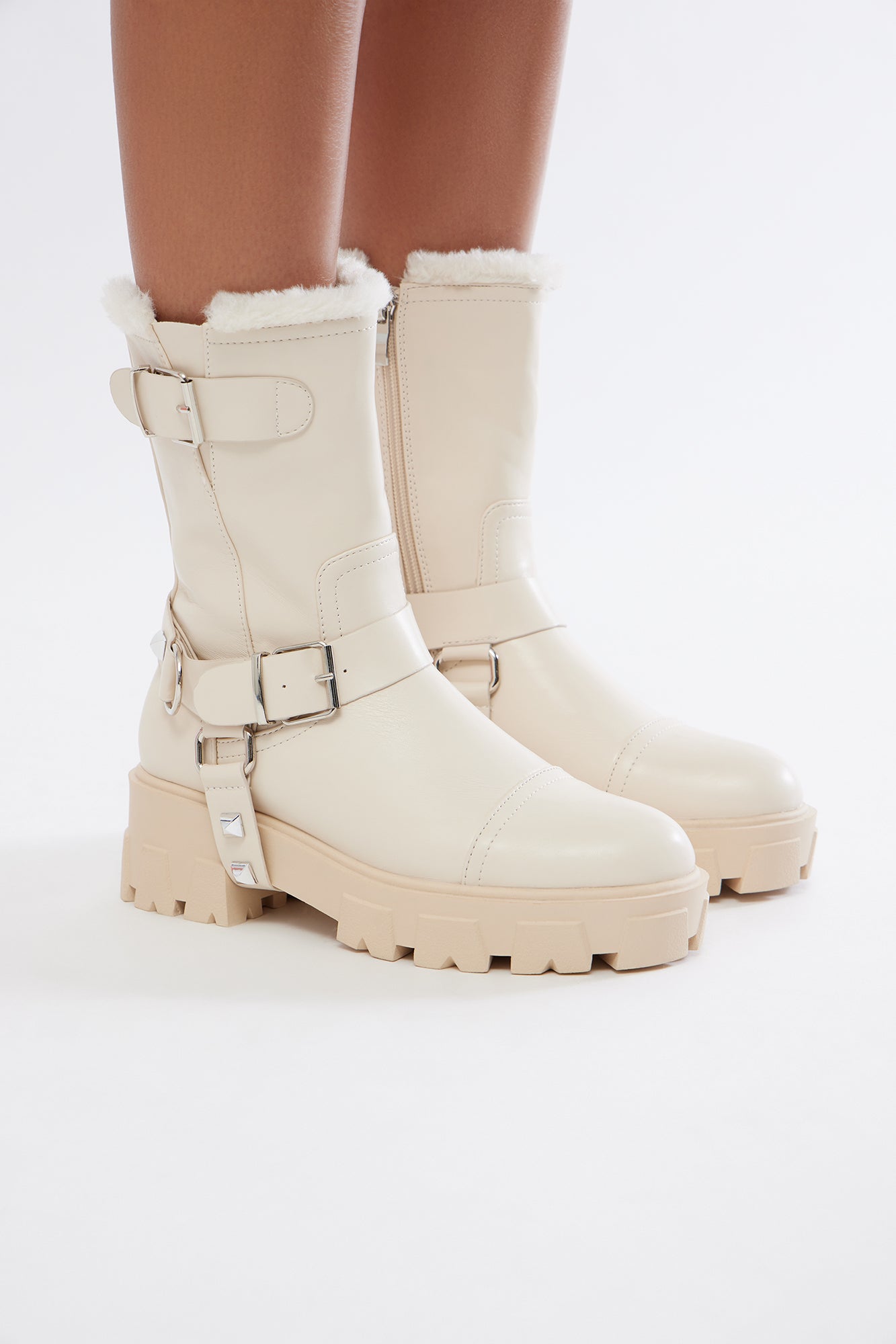Logan Moto Booties - Cream - Image 4