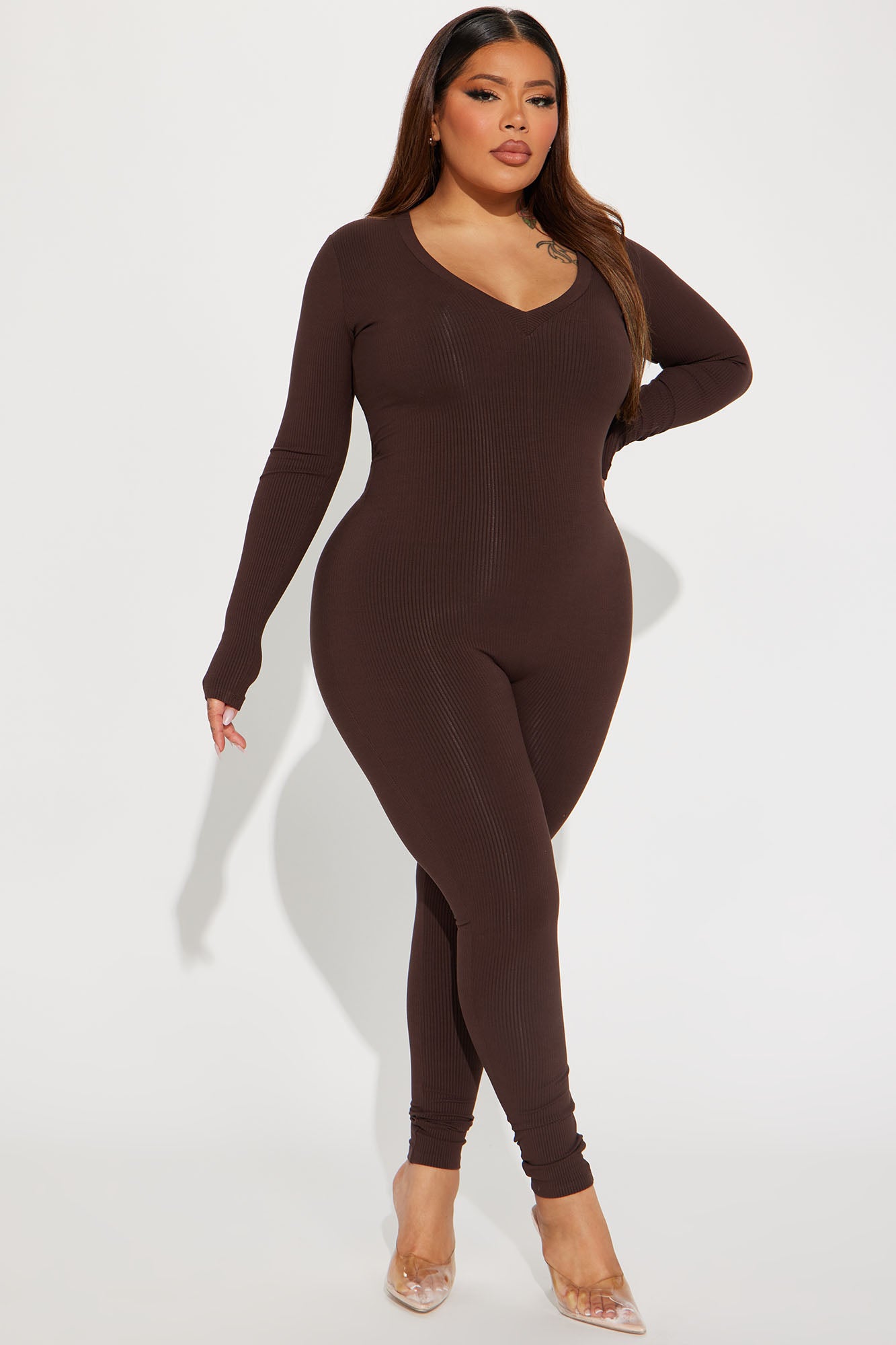 Raven Snatched Jumpsuit - Chocolate - Image 7