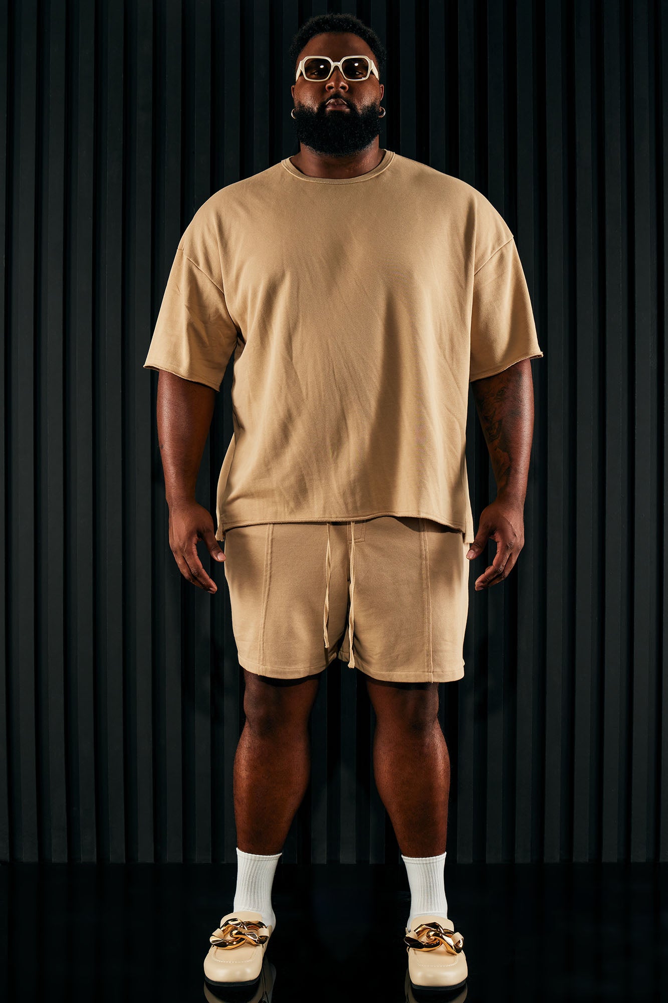 I Like How It Looks Oversized Terry Short Sleeve Tee - Tan - Image 10