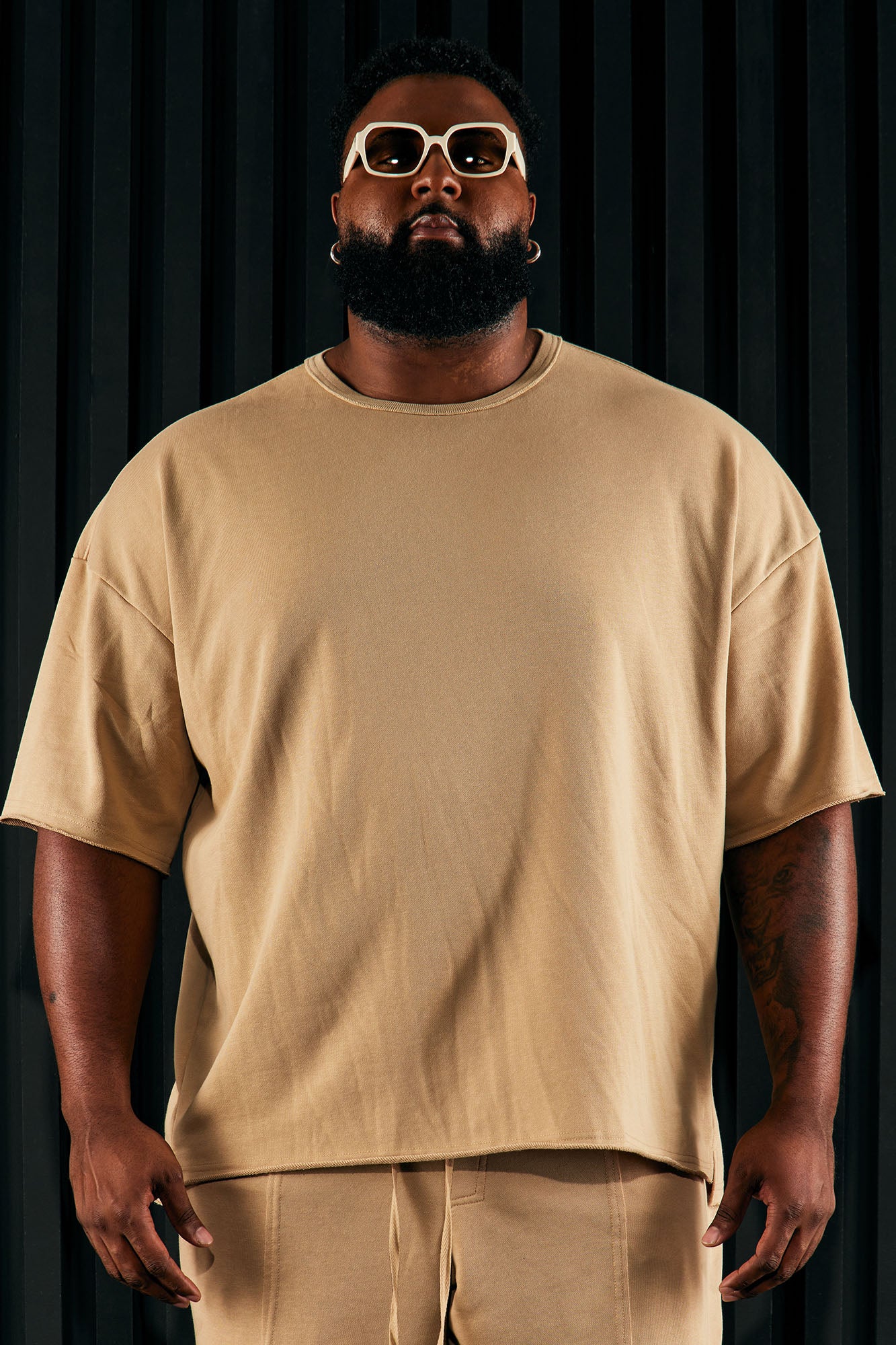 I Like How It Looks Oversized Terry Short Sleeve Tee - Tan - Image 9