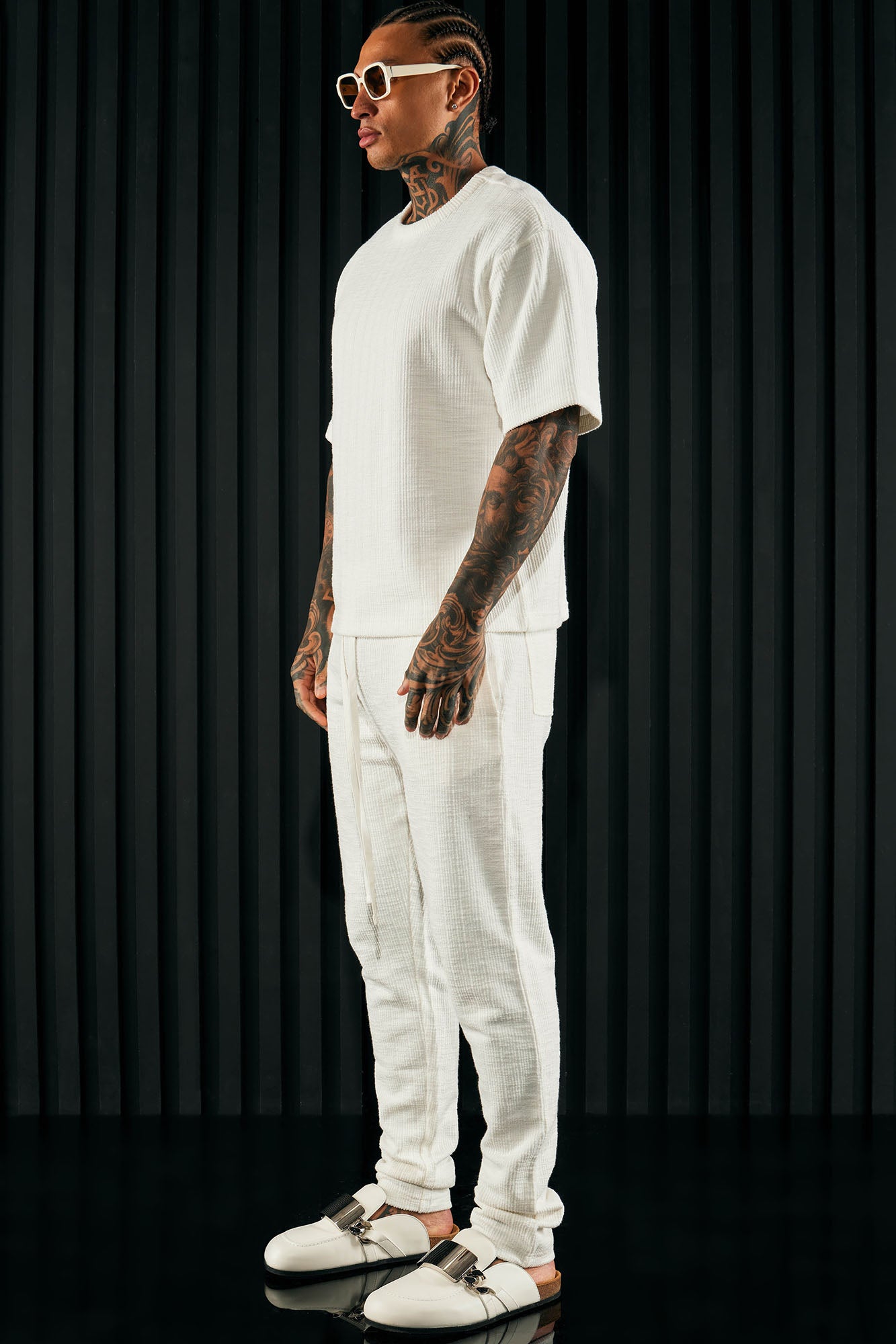 Dean Textured Slim Pants - White - Image 6
