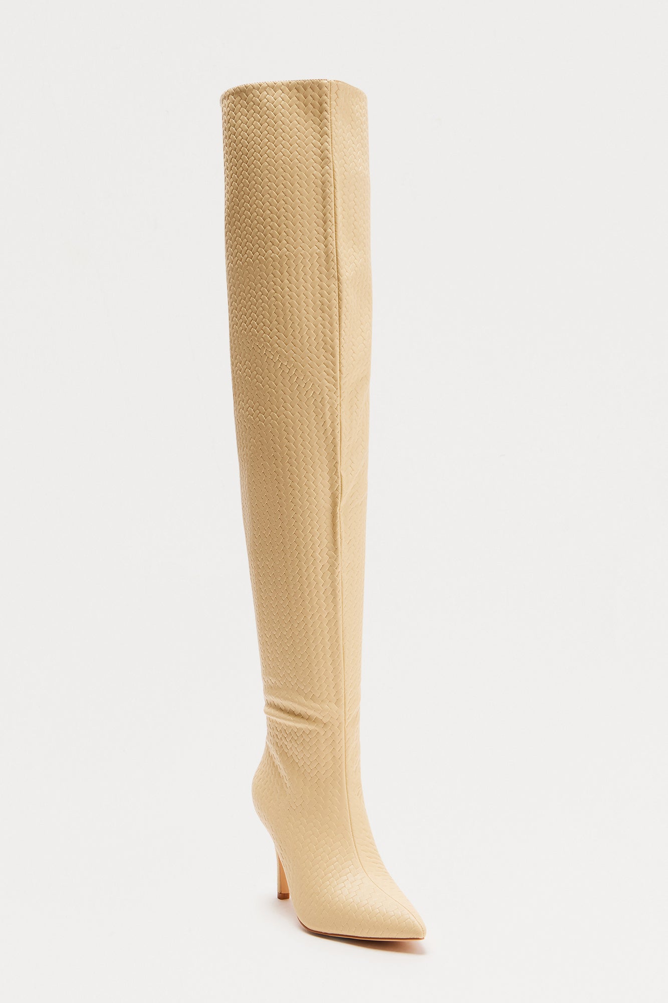 Addison Thigh High Boots - Cream - Image 3