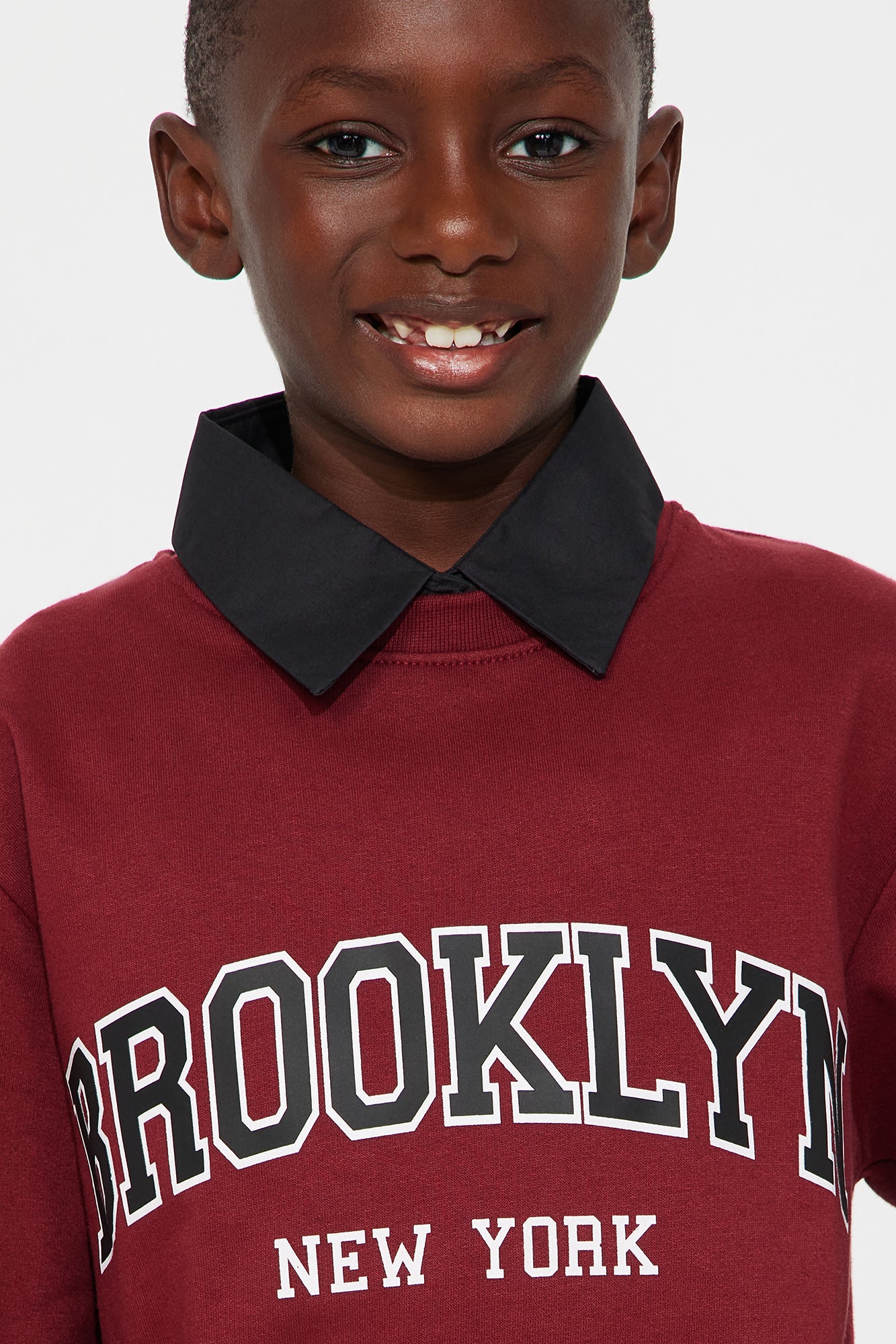 Mini Brooklyn New York Fleece Sweatshirt - Burgundy - Image 3