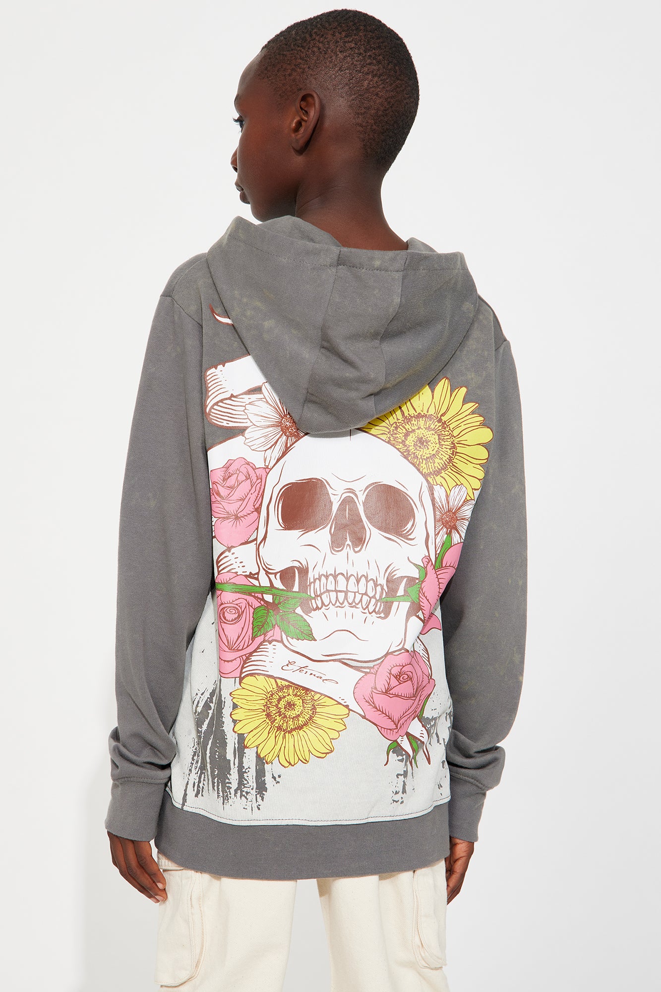 Mini Eternally Blossoming Fleece Pullover Hoodie - Grey - Image 3