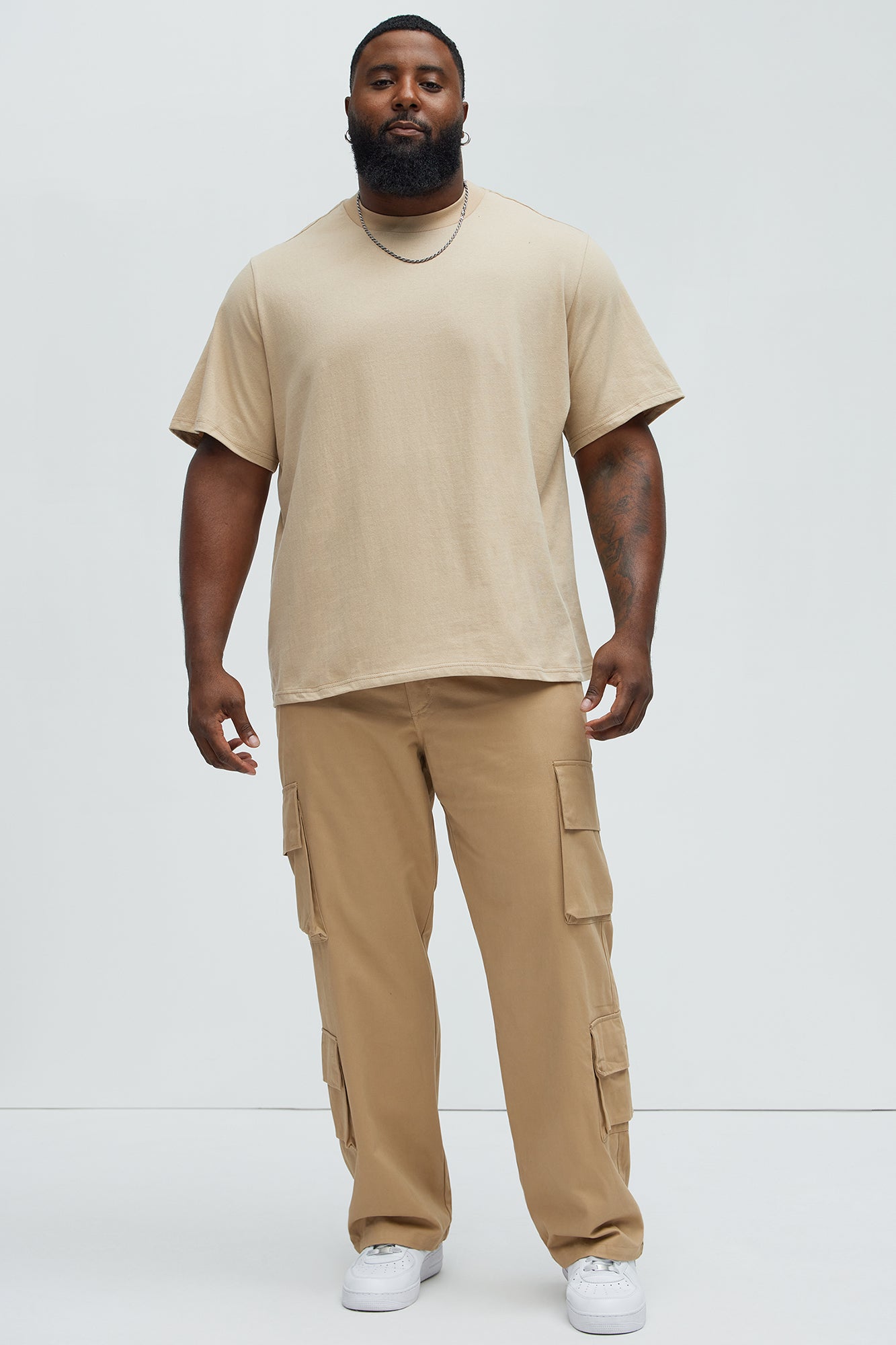 Oversized Heavyweight Short Sleeve Tee - Tan - Image 5