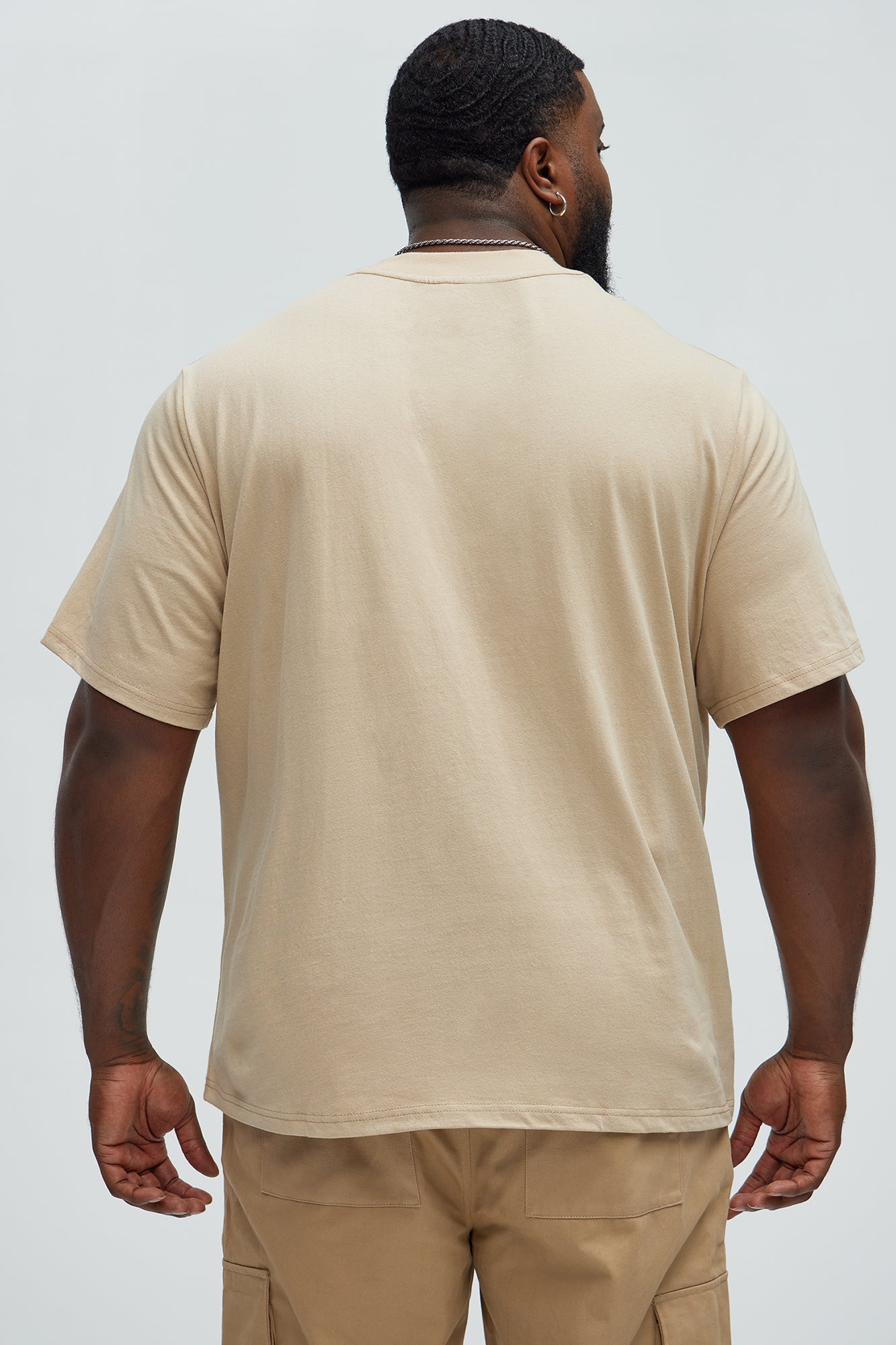 Oversized Heavyweight Short Sleeve Tee - Tan - Image 6