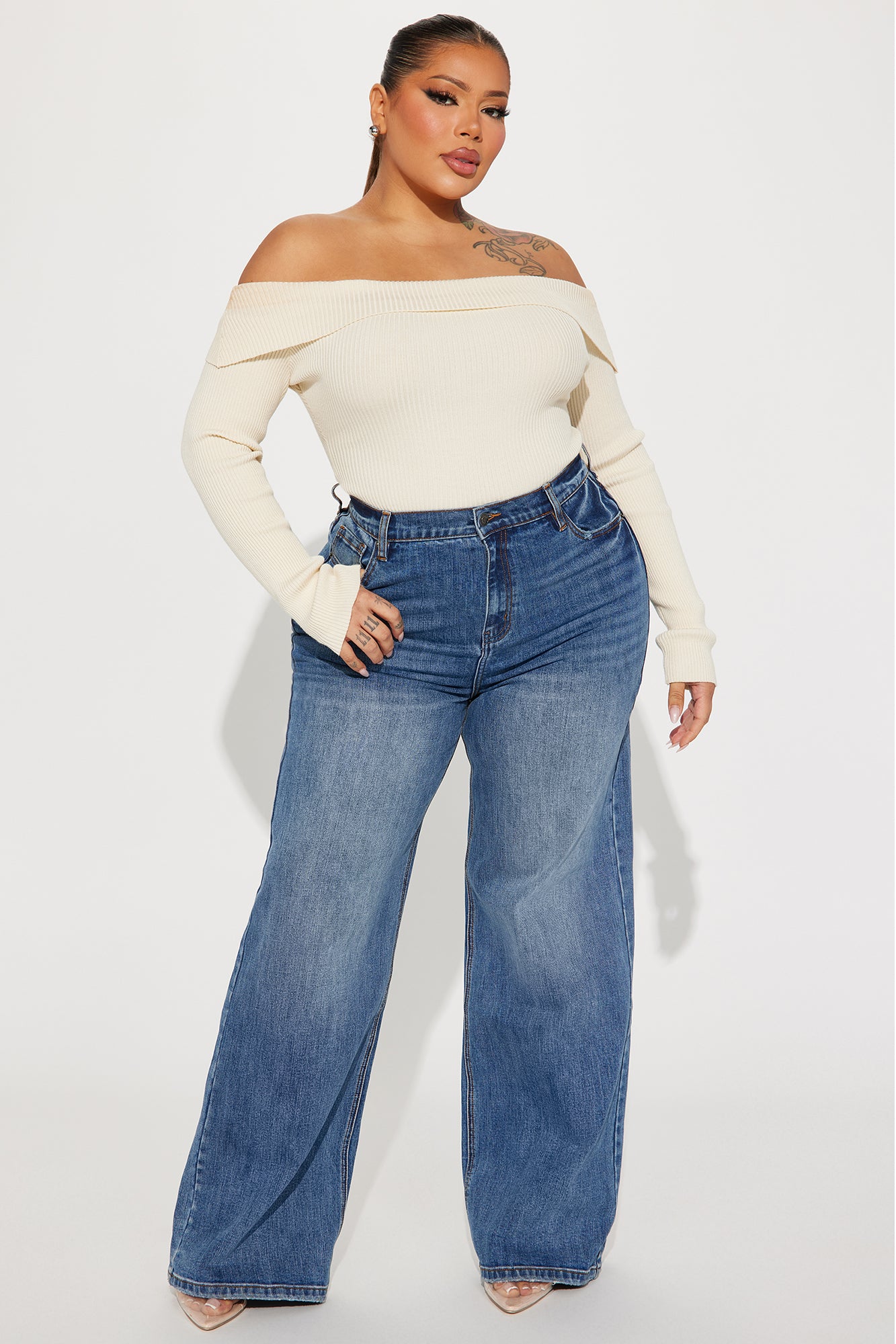 Yours Forever Low Stretch Baggy Jeans - Medium Wash - Image 4