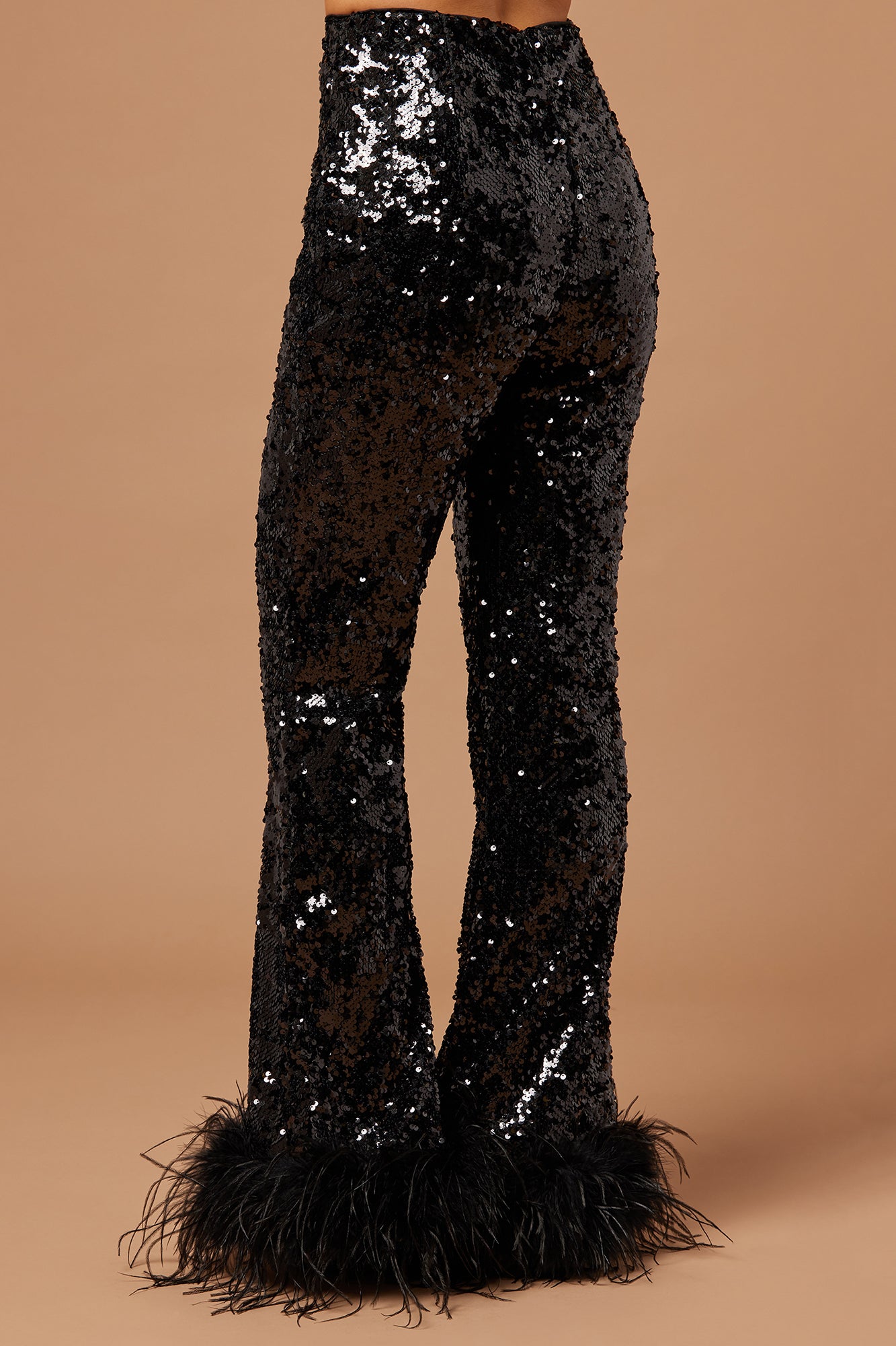 Dania Sequin Feather Pant - Black - Image 3
