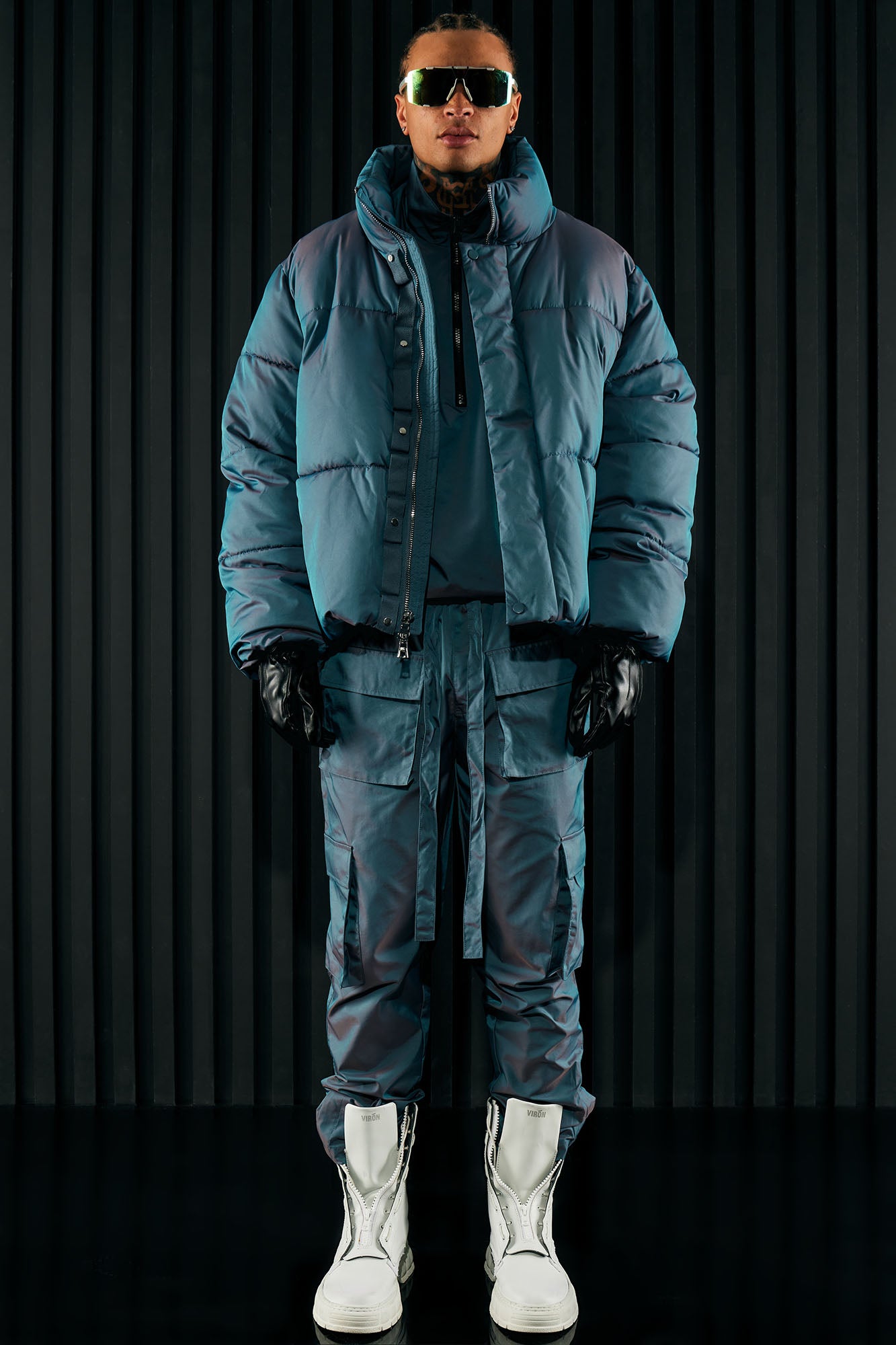 Stormy Iridescent Nylon Anorak - Blue - Image 3