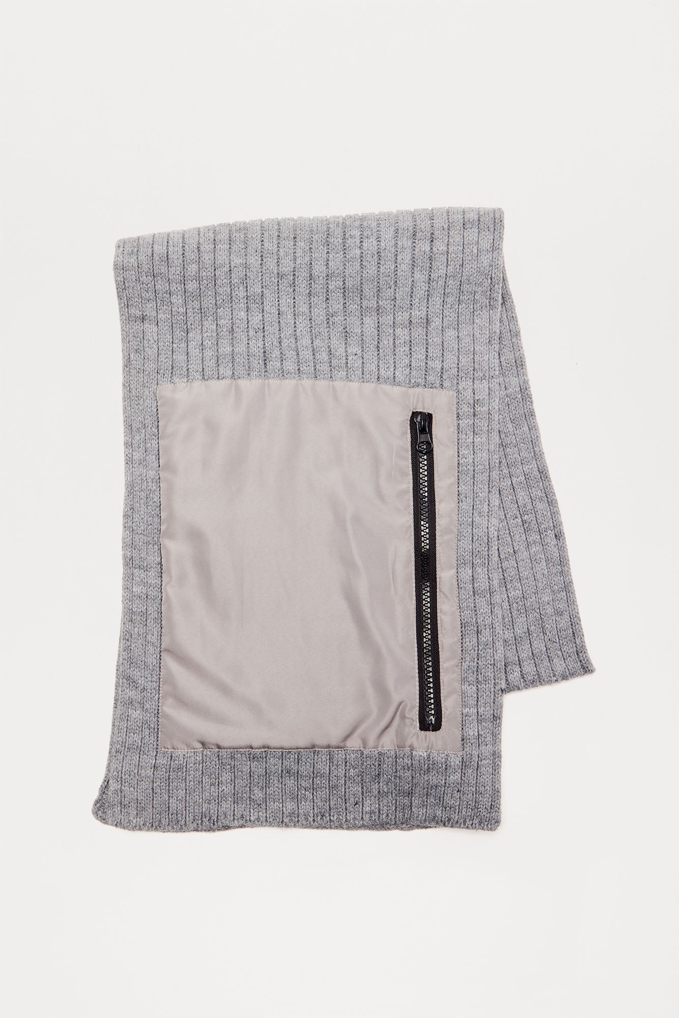 Cold Ribbed Knit Scarf - Heather Grey - Image 3