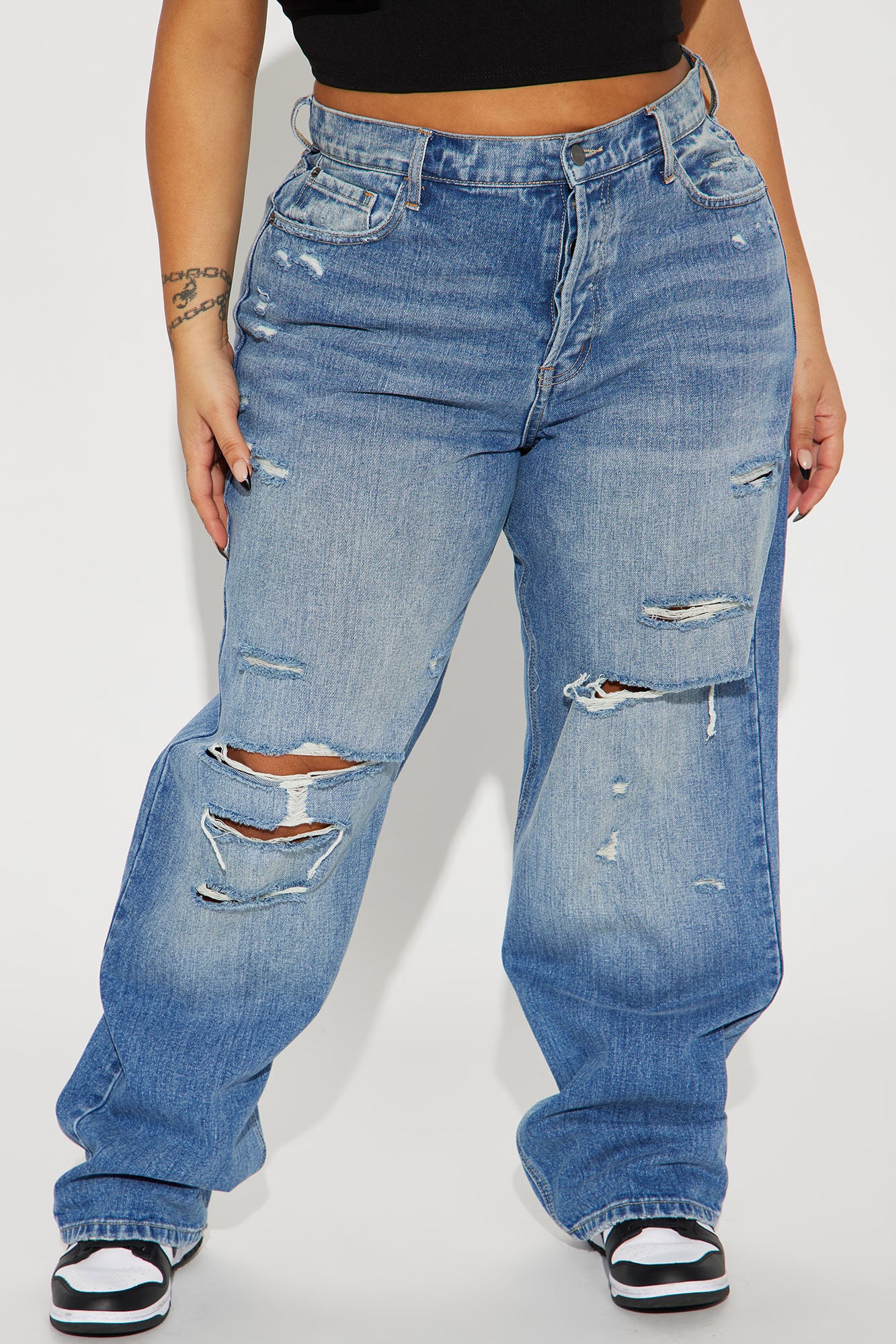 On Trend 90's Baggy Jeans - Medium Blue Wash - Image 7