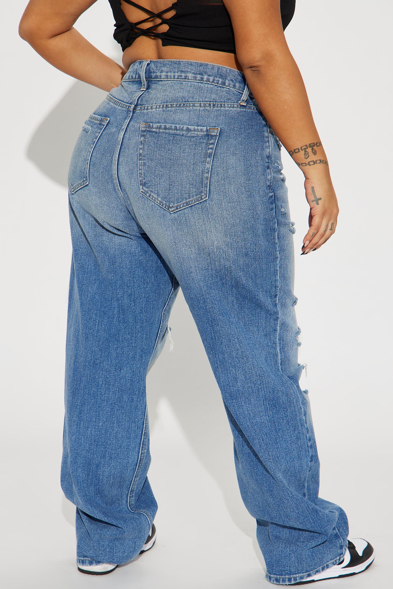 On Trend 90's Baggy Jeans - Medium Blue Wash - Image 8