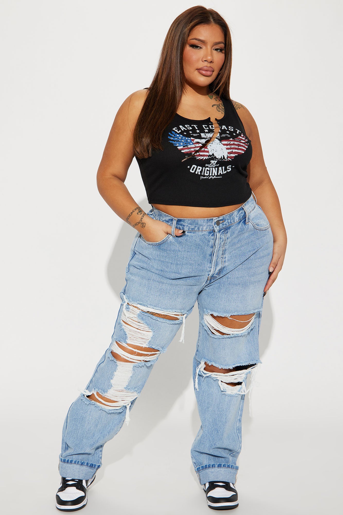 Seeking Thrills Shredded Straight Leg Jeans - Medium Wash - Image 6